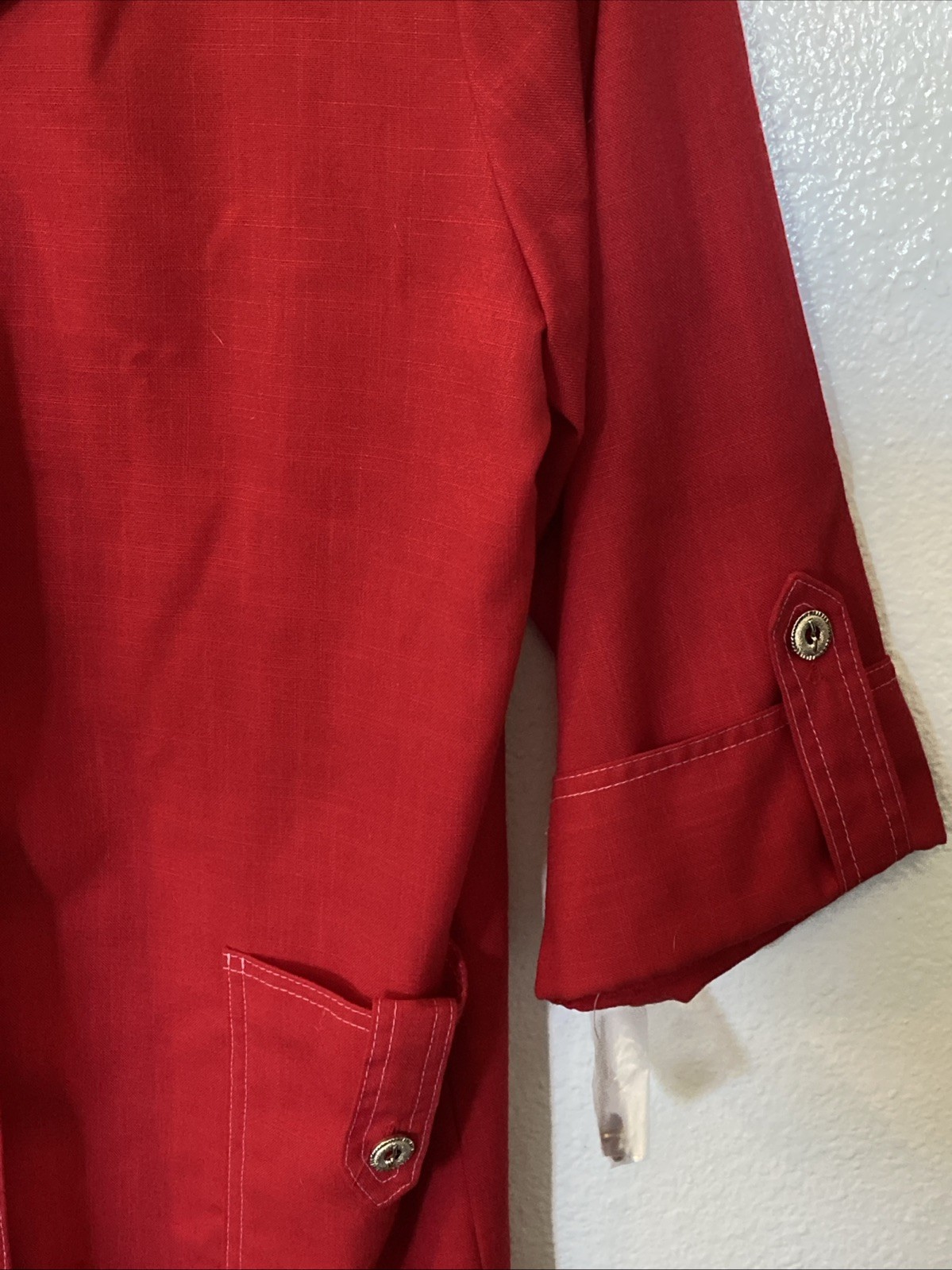 Vintage Serben Size 16 New Red Straight Line Dress Classy Linen Look Made in USA