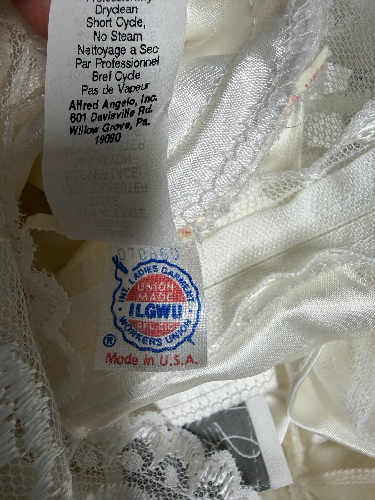 Alfred Angelo Y2K VTG 80s 90s White Satin Short Sleeve Wedding Dress V Neck S