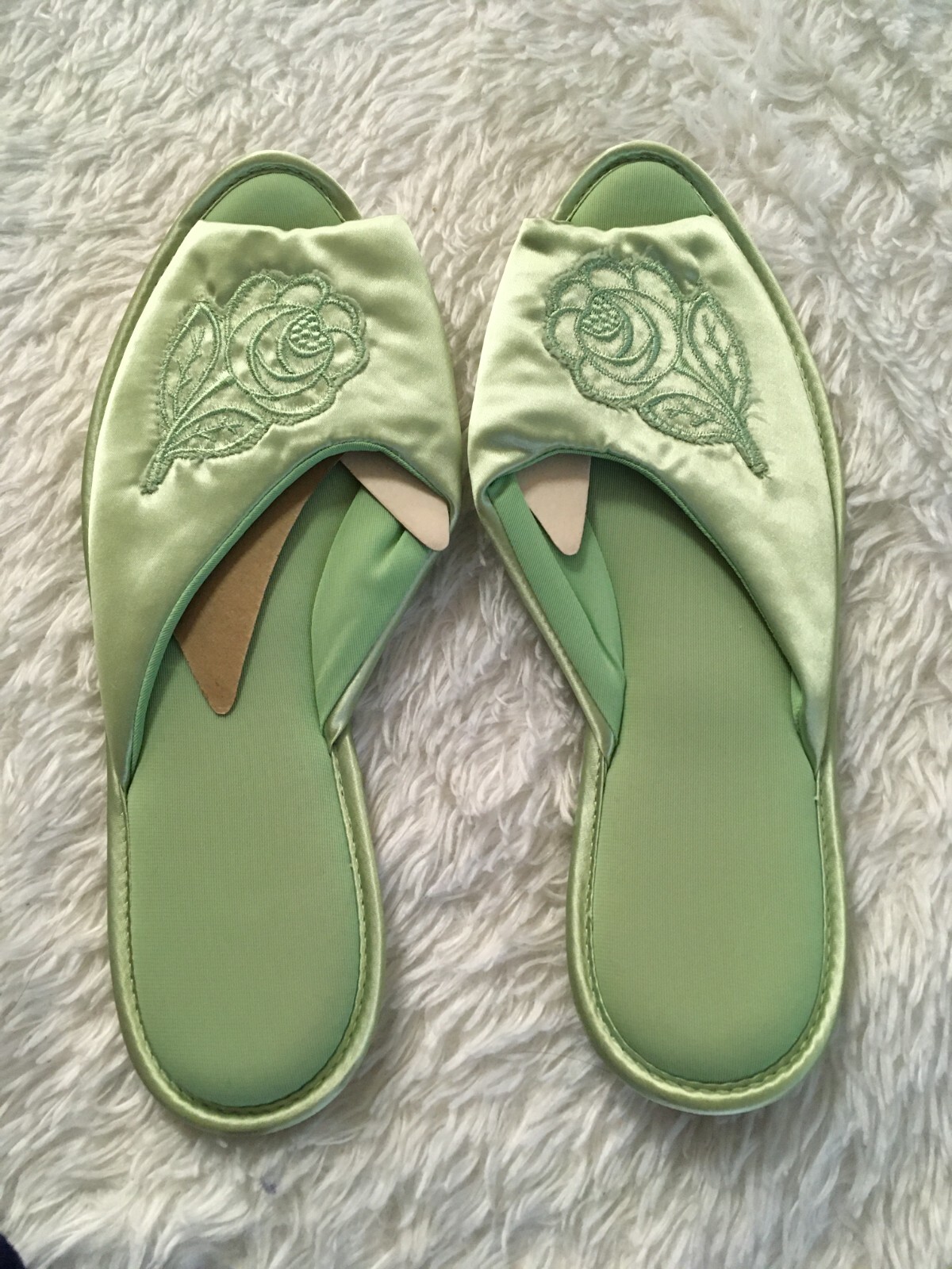 Vtg Long NIGHTGOWN +SLIPPERS Set Lot 34 Gown Mint Green Nylon