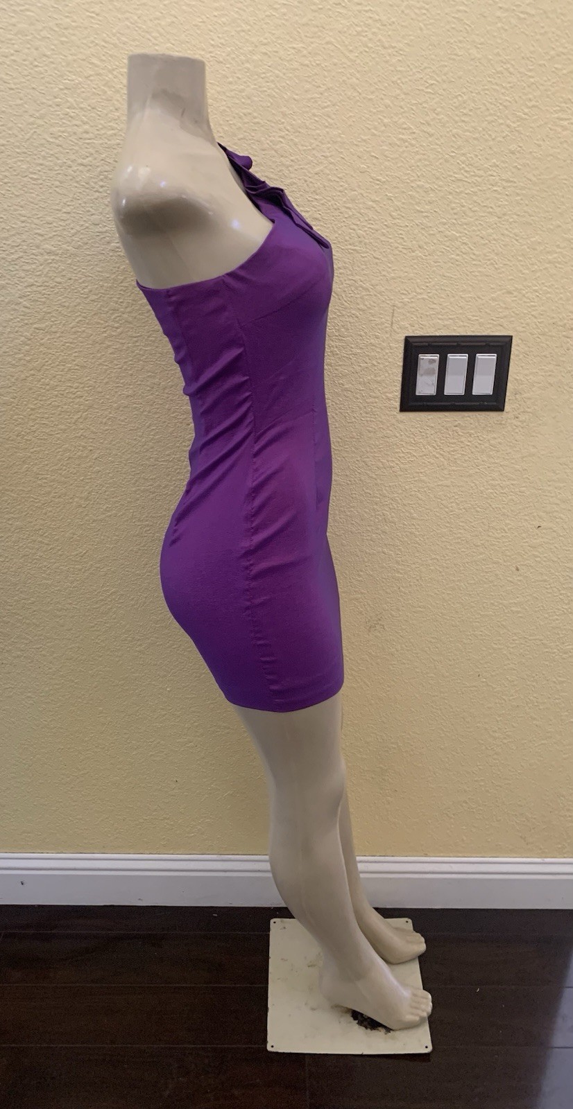 NWT Vintage Jessica McClintock Size 2 Violet Color One Shoulder Mini Dress