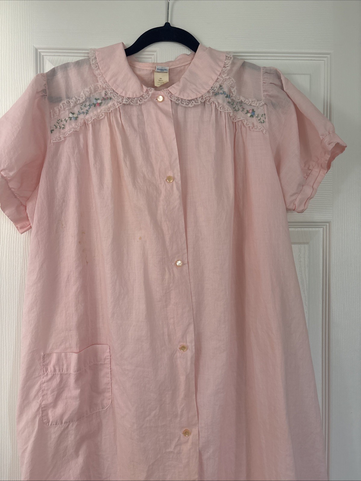 Vintage 100% Cotton Light Pink Charmode House Dress Sz L