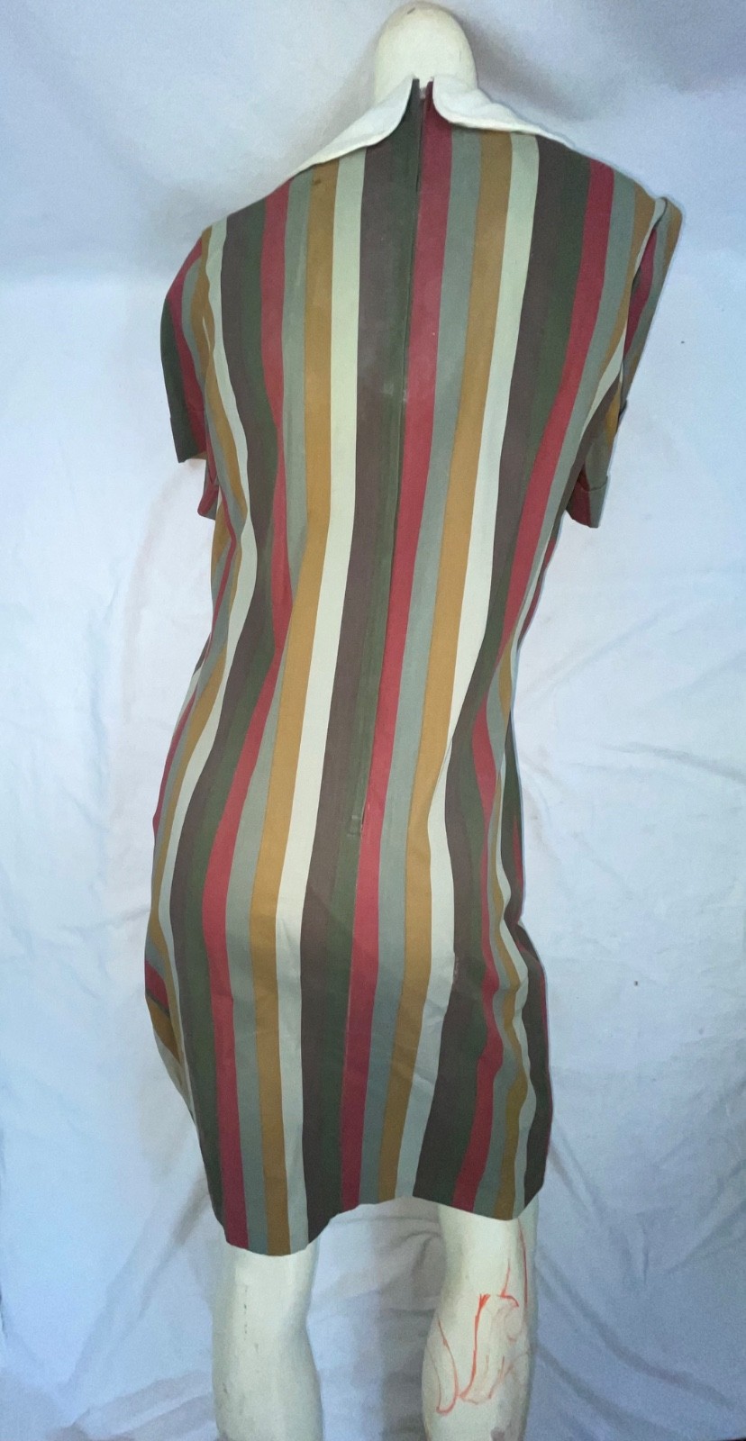 VTG 60S 70S WOMENS S BOLD STRIPE BABY DOLL RETRO MOD DISCO DRESS