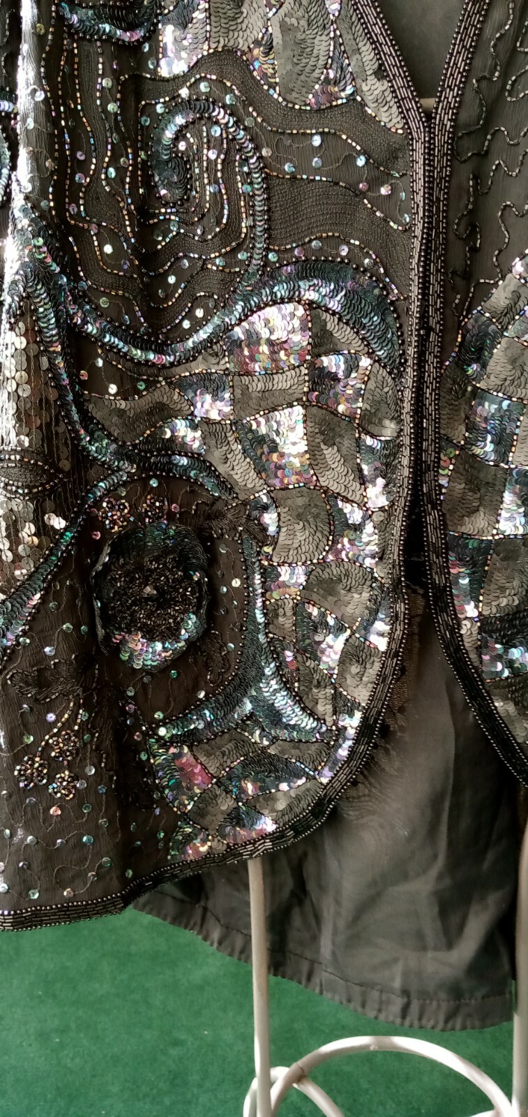 DIANE FREIS Vintage Silk Hand-Made Sequin Butterfly Jacket Resort Cruise ($495)