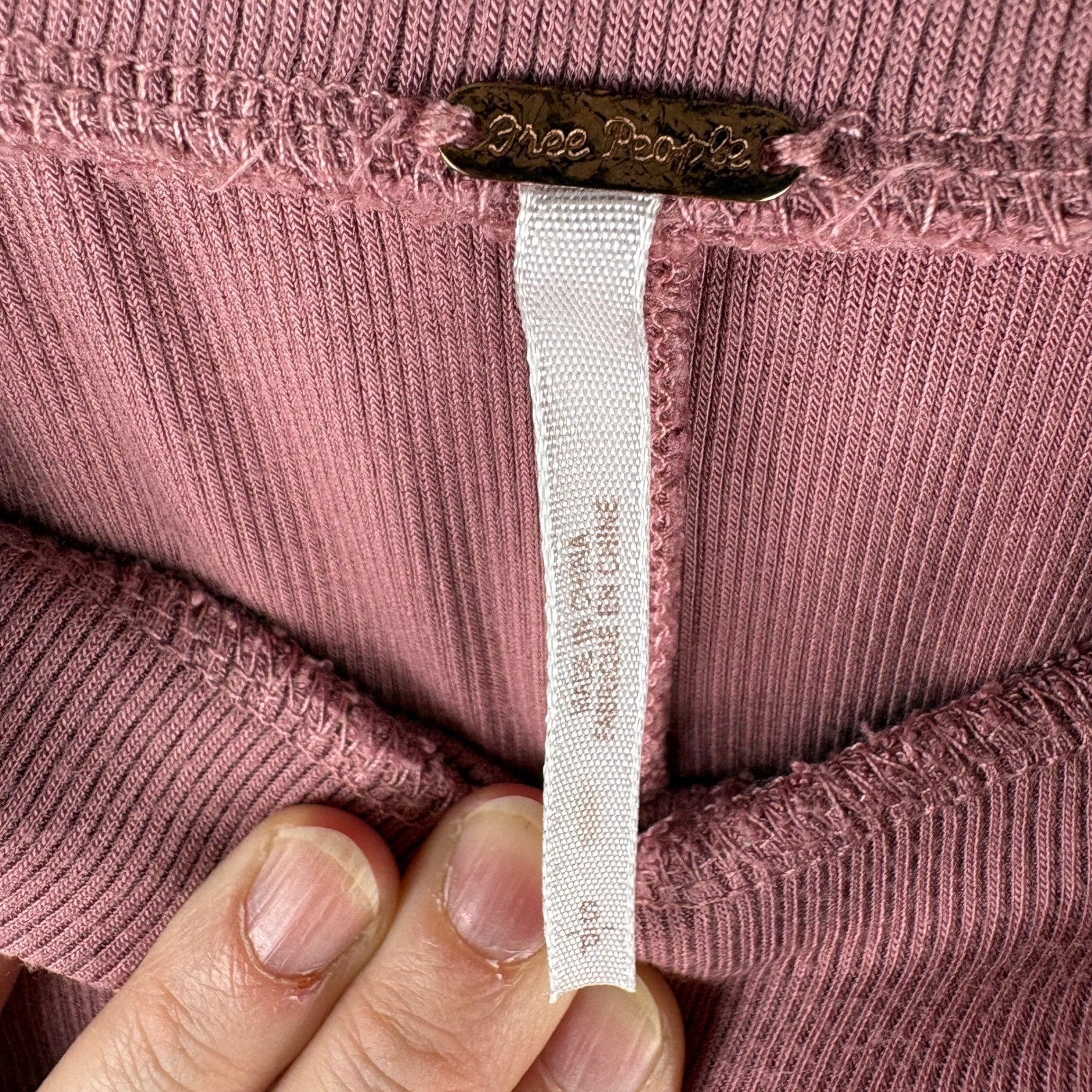 Free People Mauve Ribbed Knit Bell Bottom Flare Pants Size Small Boho 70s Retro
