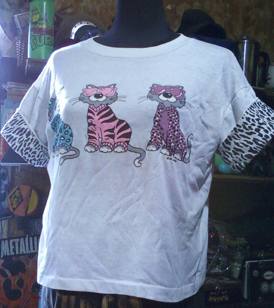 Vintage 80’s Crop Top Cats w/ Sunglasses THE ZOO CREW