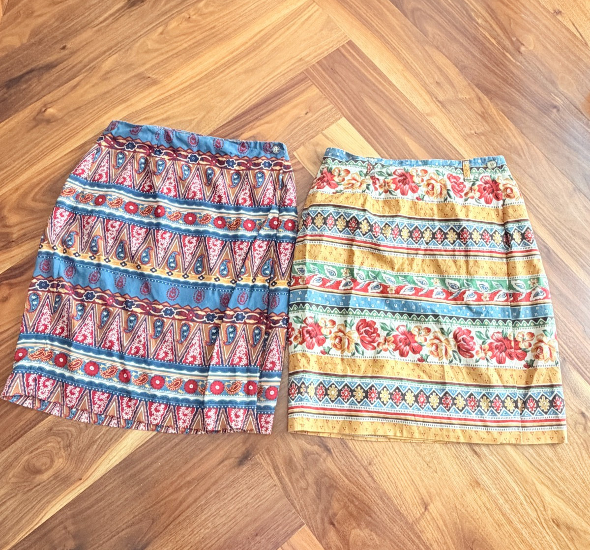 Breeches Vintage 1990’s wrap skirt lot (2) multi-color floral patterns size 8