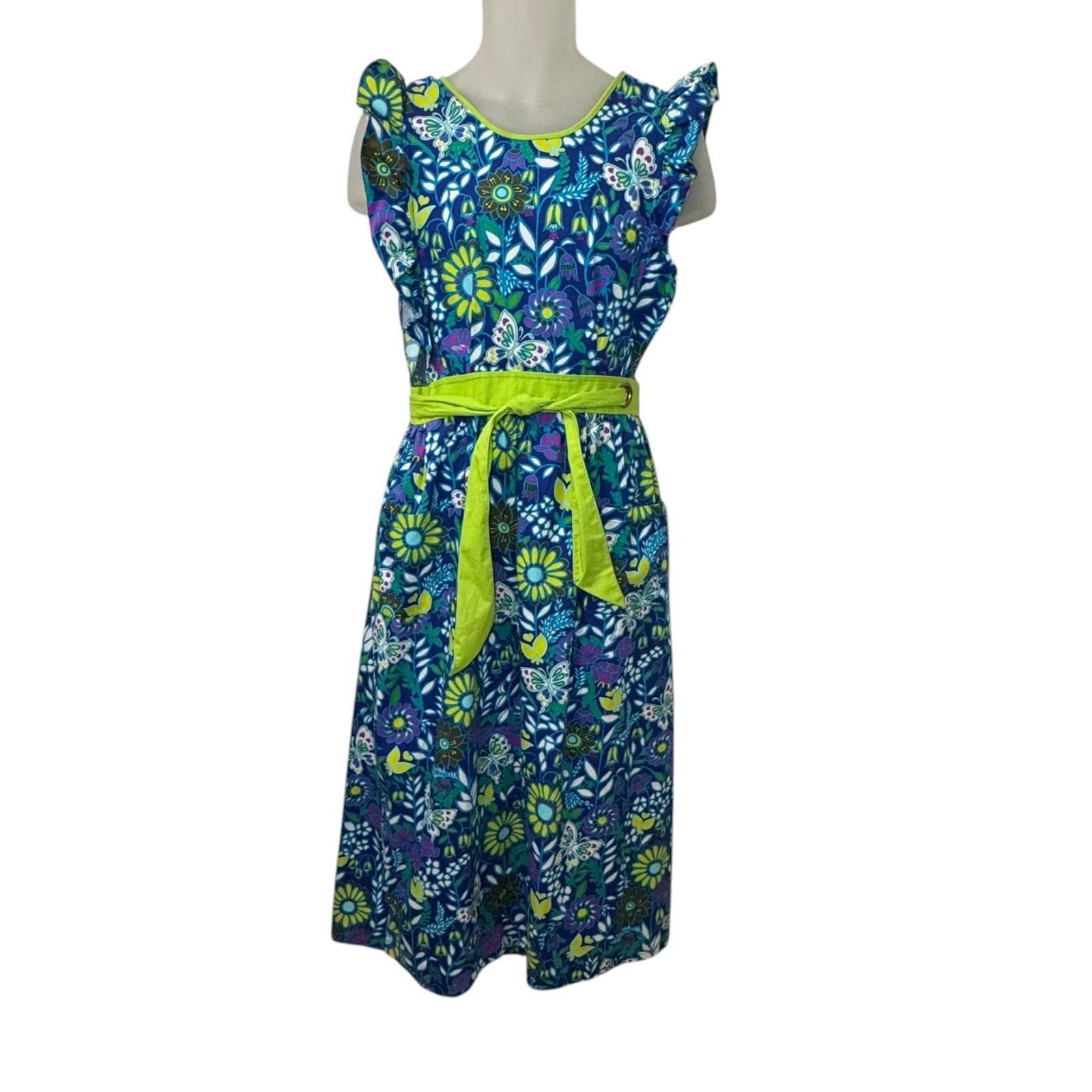 Vintage 70s Design House Japan Floral Pinafore Apron Dress Boho Cottagecore