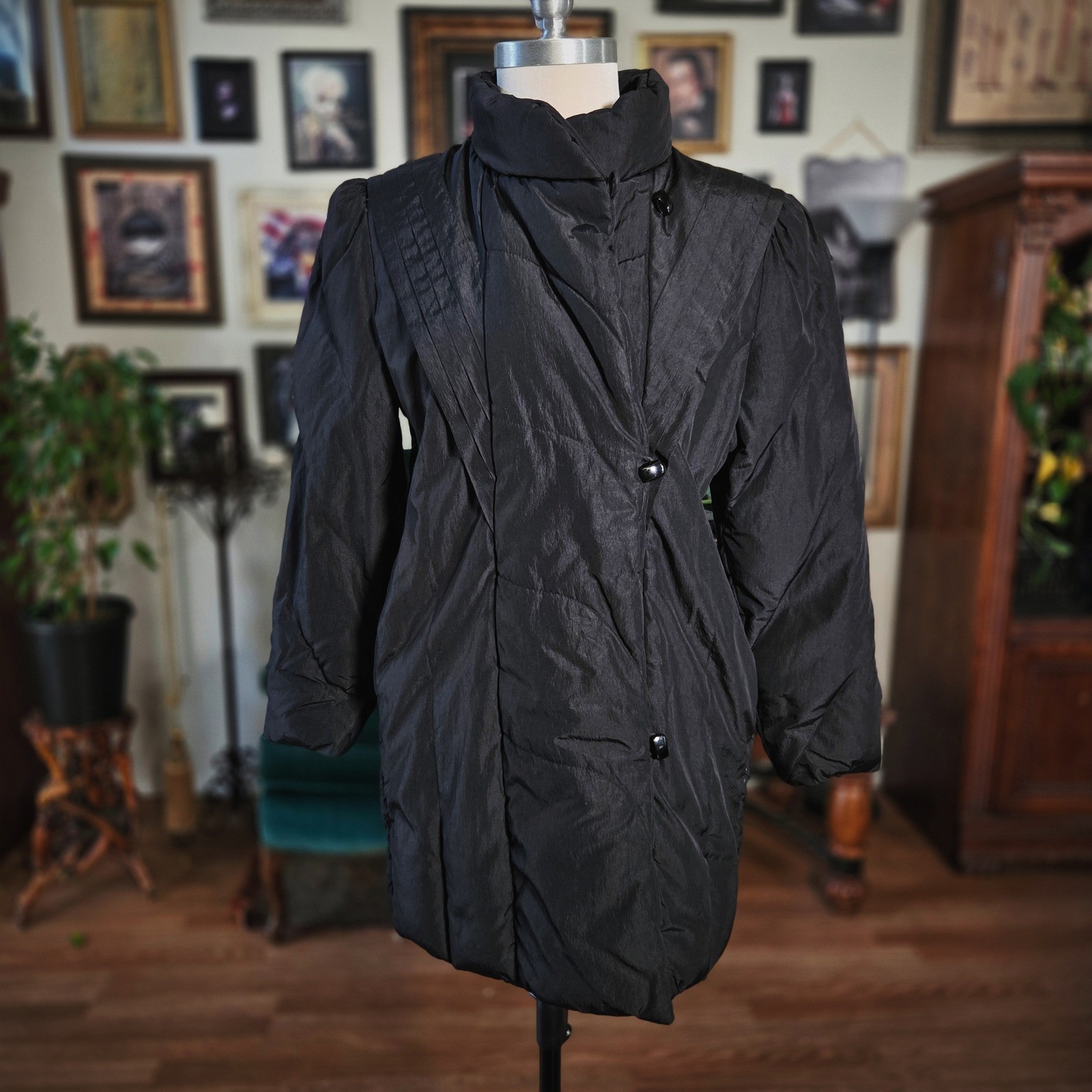 Jack Set Black Puffer Jacket Vintage 90s Puffer Jacket Oversized Coat M
