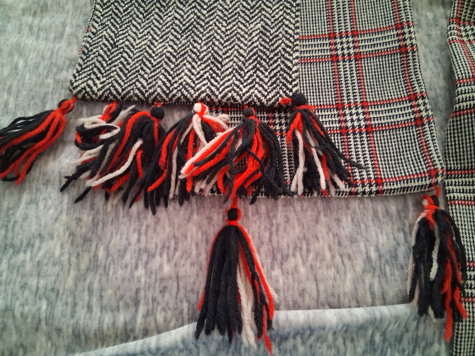 Vintage Plaid Tweed/Wool Dress 60s/70s American Couture Belted w/ Matching Scarf