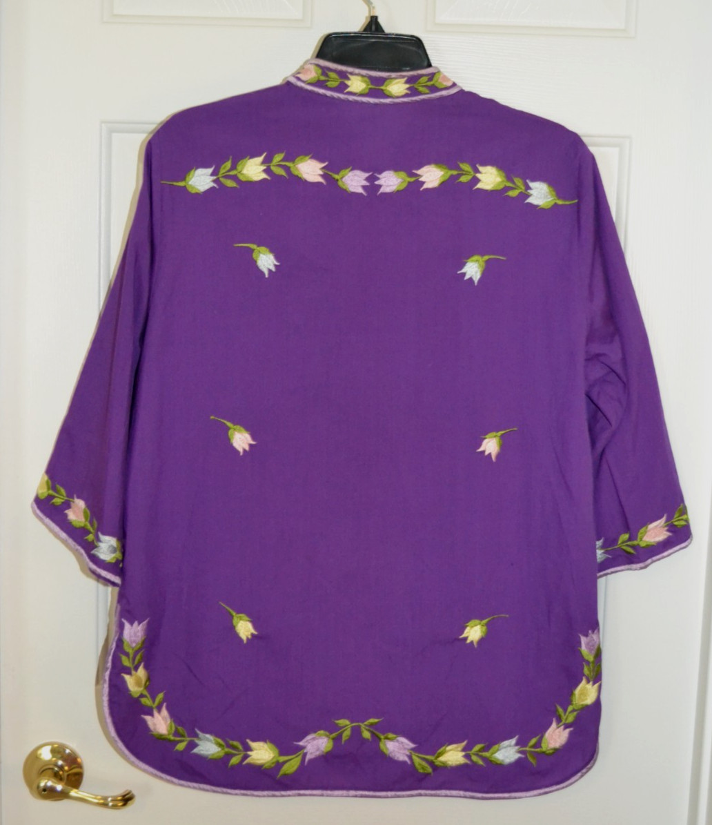 Vintage Caro of Honolulu LOT of 4 Embroidered Button down mock neck Tunics sz 12