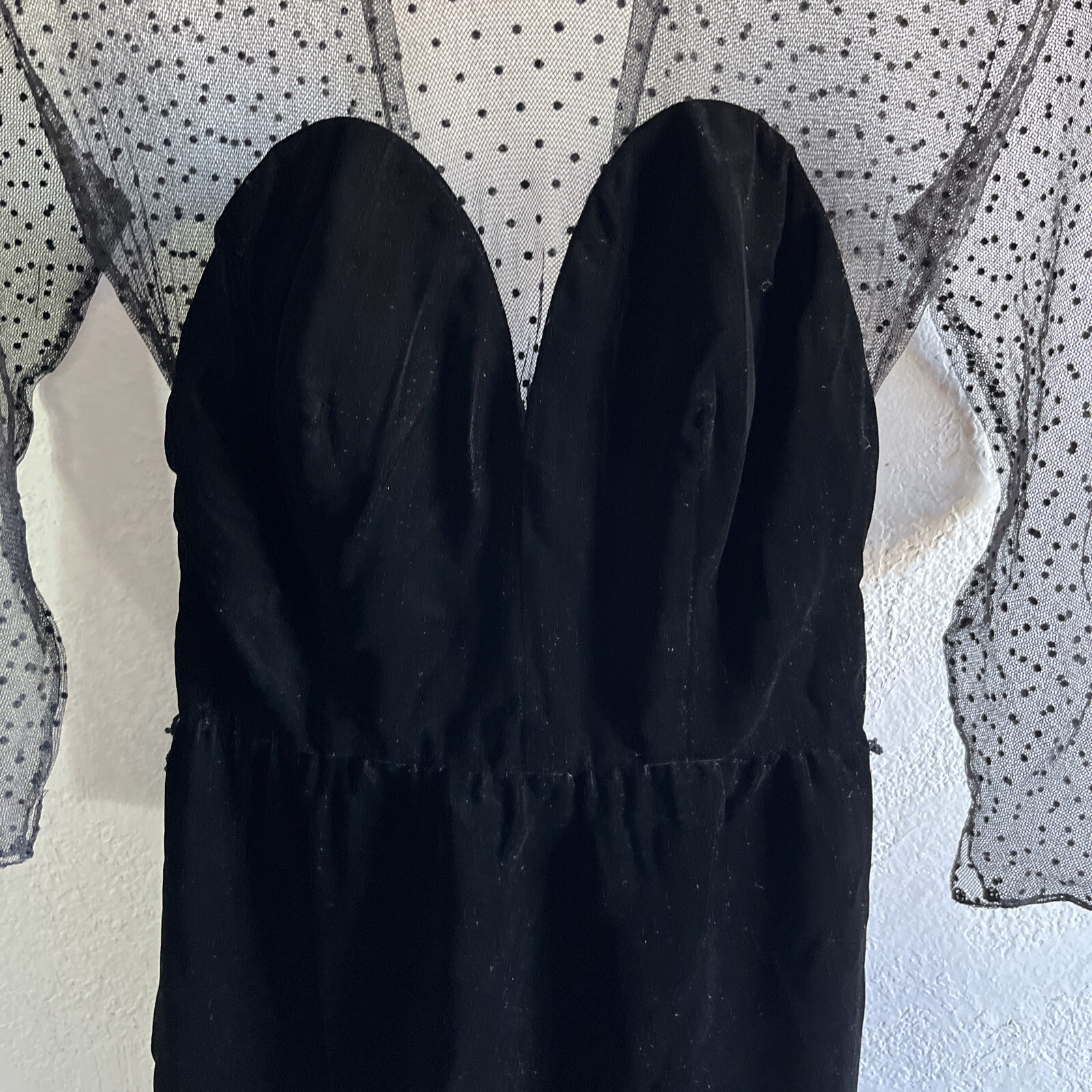 Vtg Jill Richards Lace Blk Velvet Sheer Sm Old Money Sexy Dress Classic Timeless