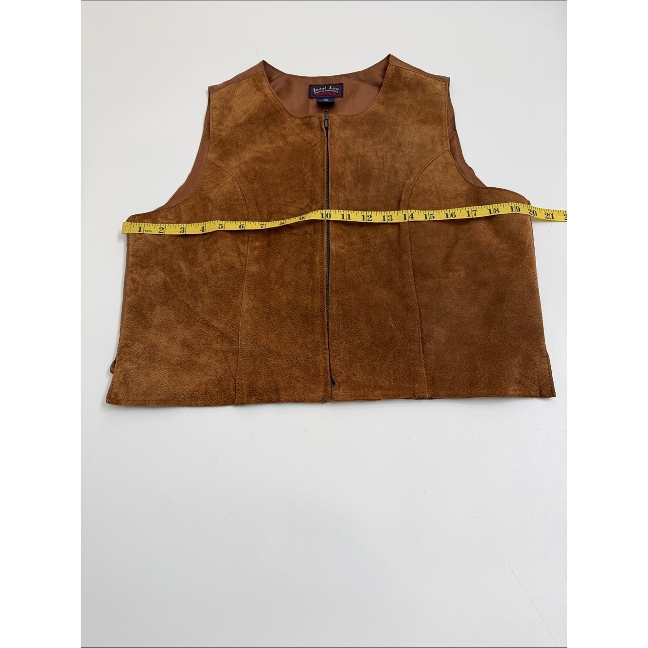 Vintage Leather Vest Minimalist Brown Zip Front Tailored 90’s Quiet Luxury