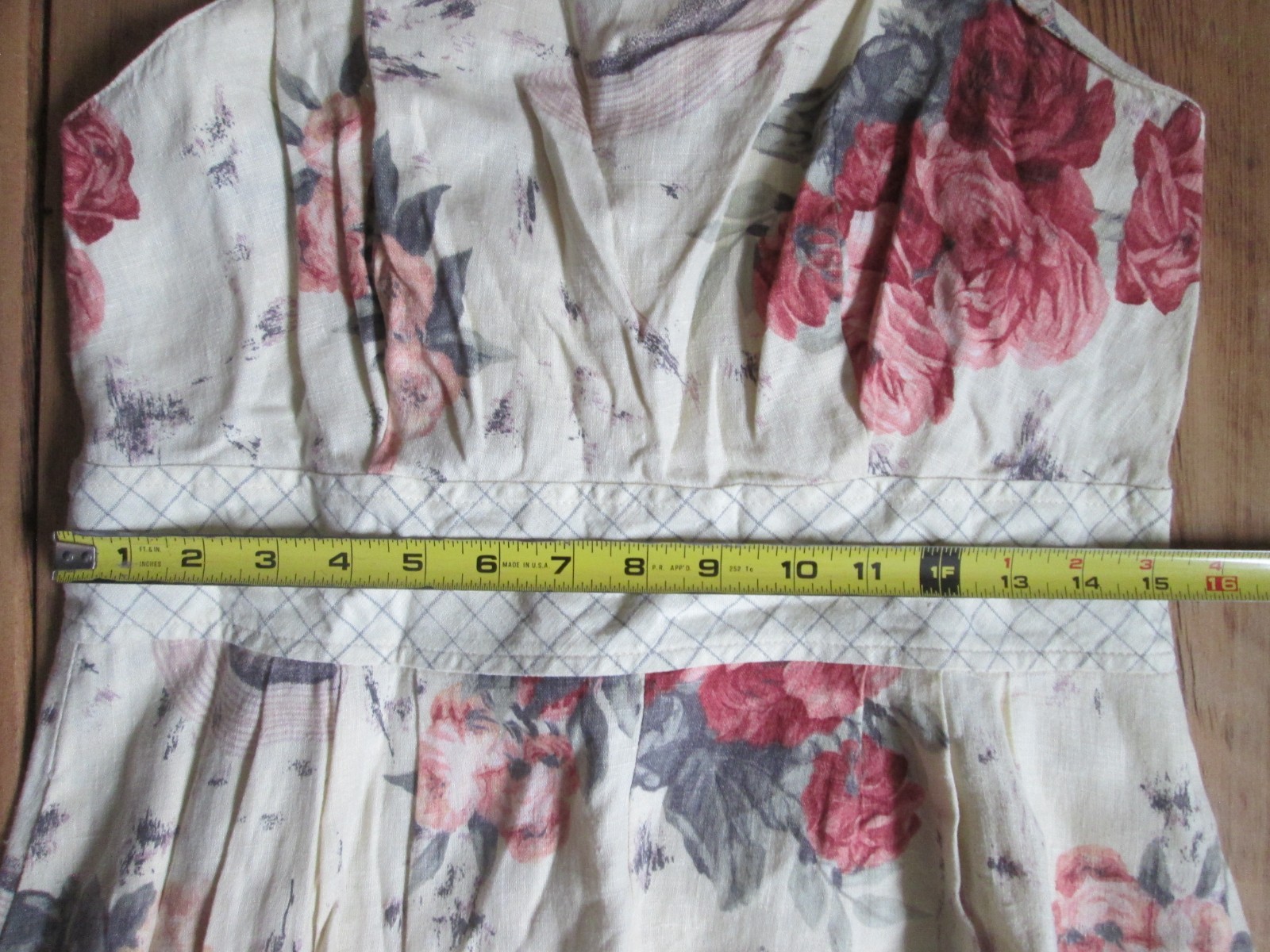Vintage Carol Anderson California 100% Linen Dress 10 Shabby Floral Sleeveless