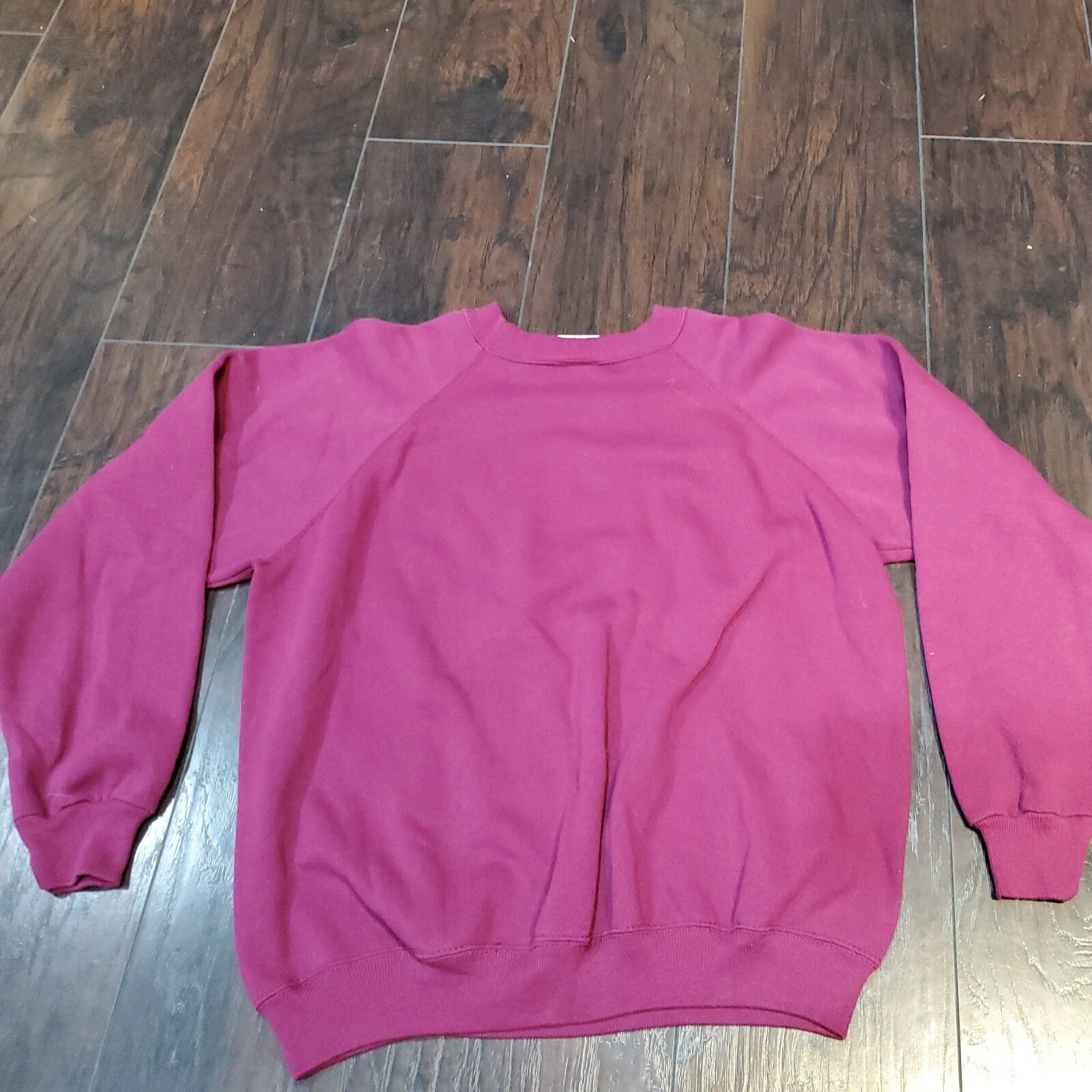 Vtg Hanes Her Way Crochet Doily Sweatshirt Heart Magenta Large EUC Handmade