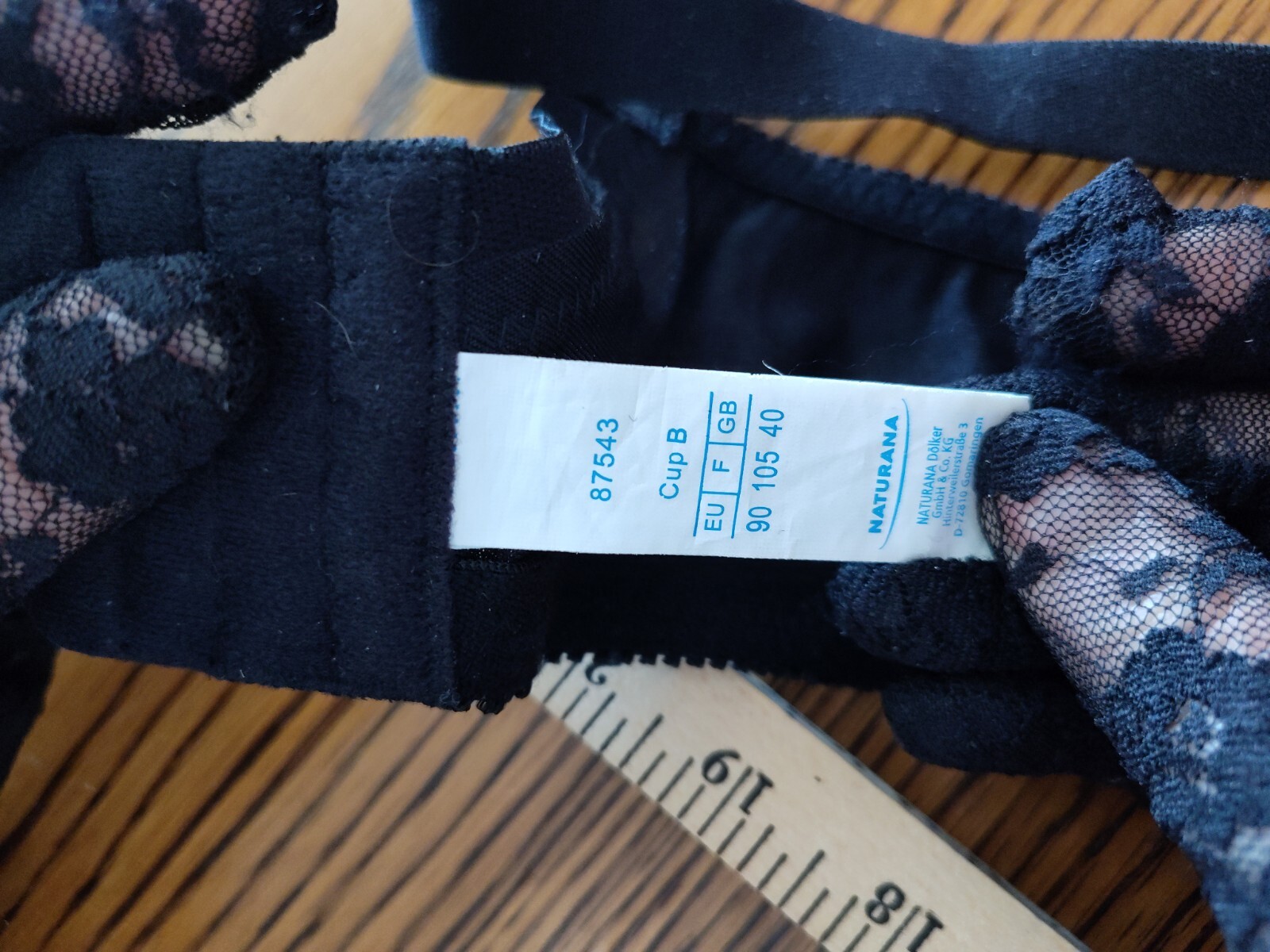 Sexy Silky Satin Naturana Black Lace Bra 40B