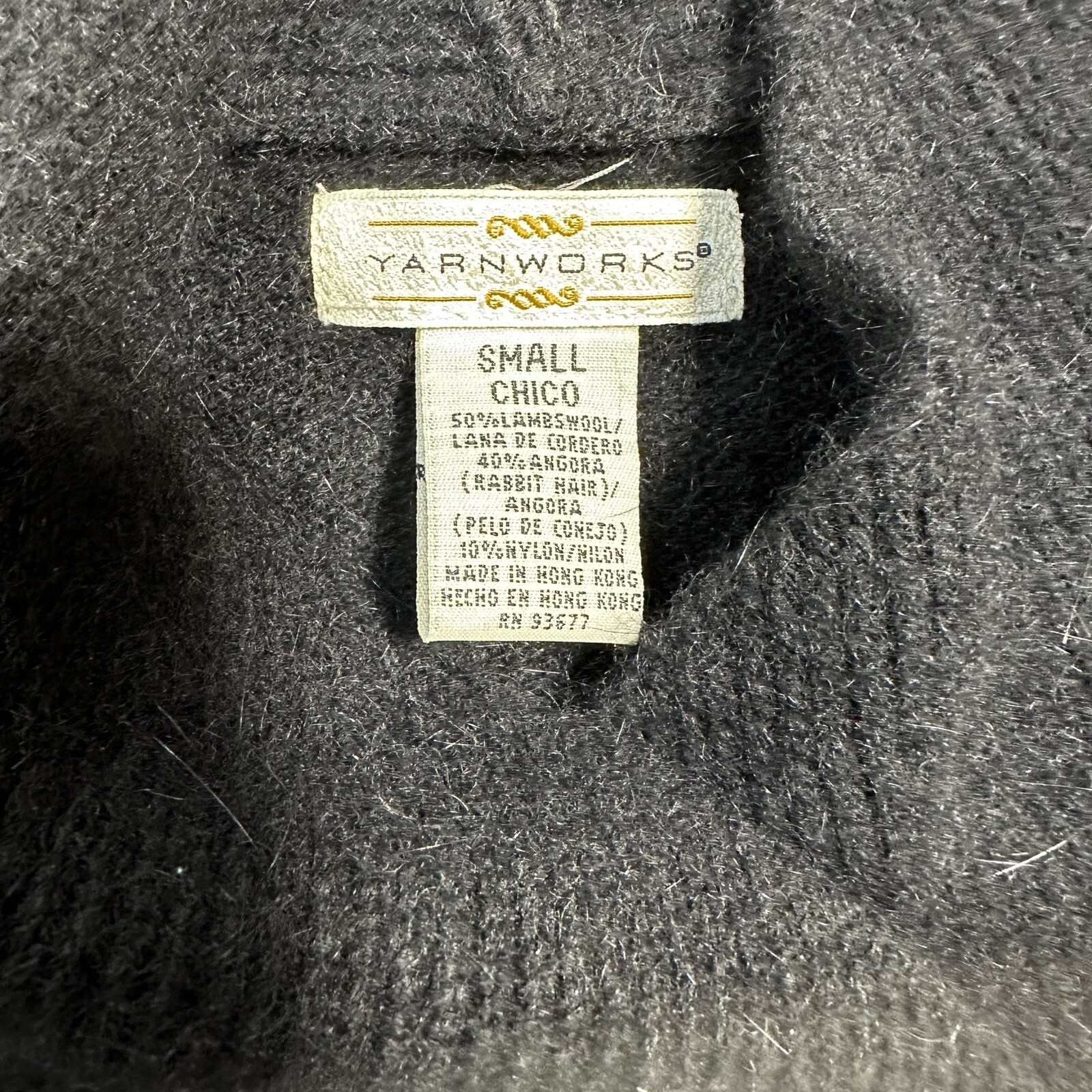 Yarn Works Vintage Sweater Size S Black Chico Lamb/Angora Soft Classic Adorable