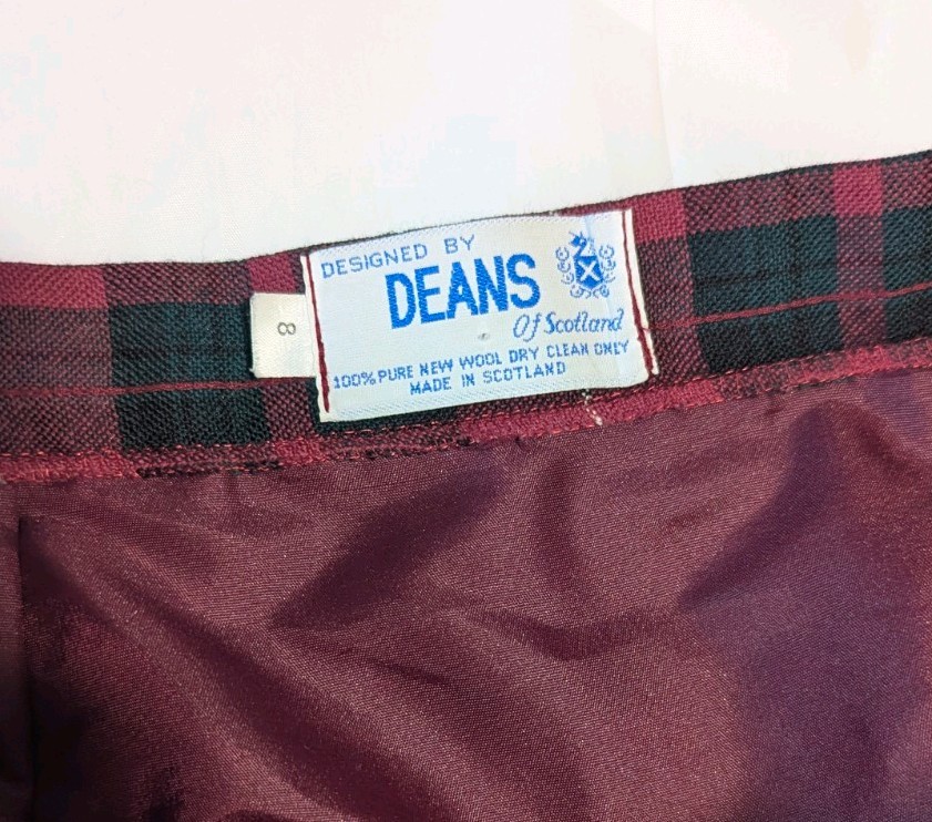 VTG Dean’s Of Scotland Women’s Red/Green Tartan Plaid Pleated Midi Skirt 28″x32″