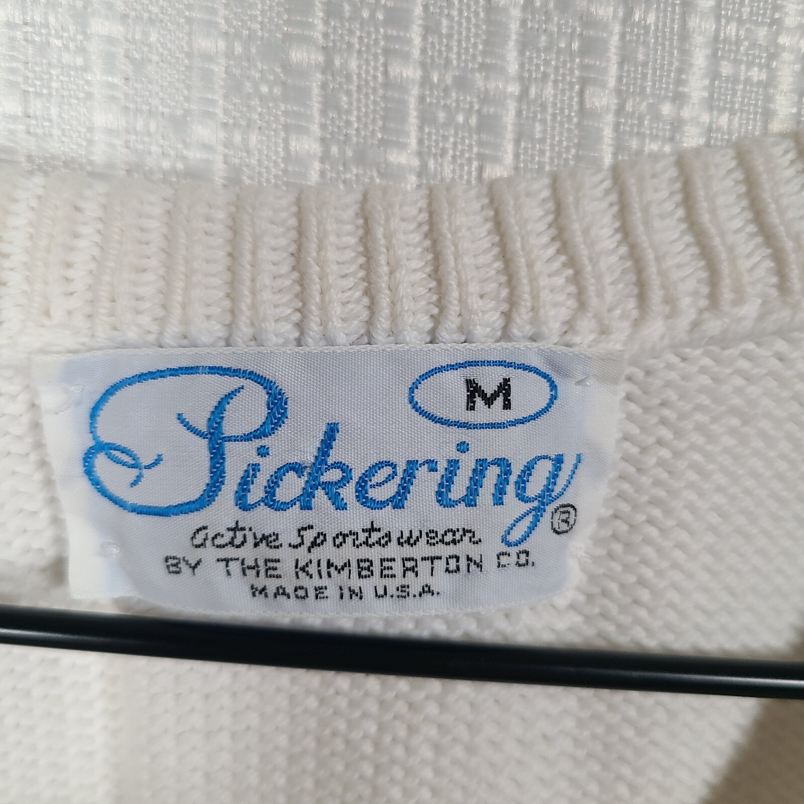 Vintage Lady Pickering White Golf Sweater Sz M Long Sleeve V-Neck Pebble Beach
