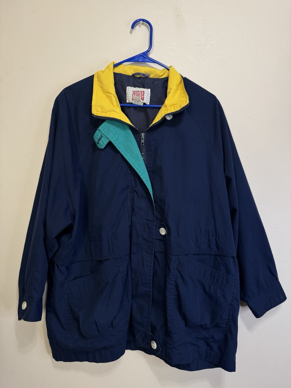 Vintage 90s Color Block Jacket XL Windbreaker Nautical Sailing Yacht
