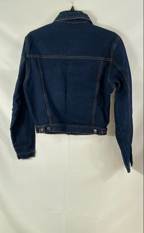 Zana Di Women’s Vintage 90s Y2K Dark Wash Blue Cropped Denim Jean Jacket Sz M