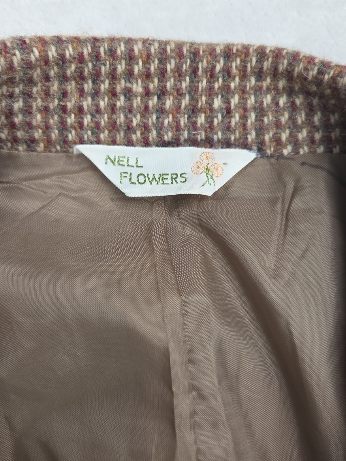 Vtg 80s 90s English Country Academic Check Wool Blazer Nell Flowers Size 12