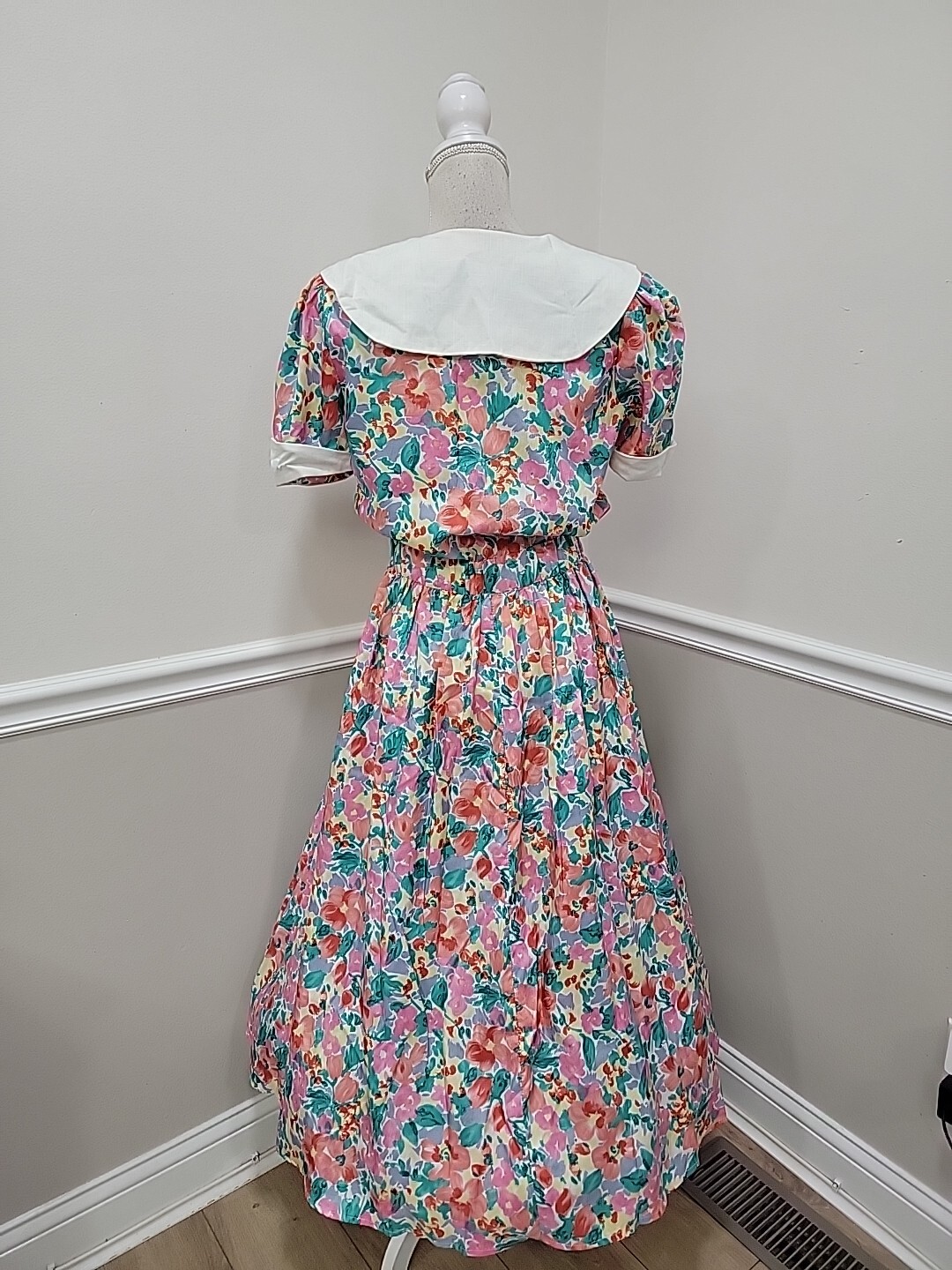 Vintage’80s Tea Garden Floral Party Dress/Handmade