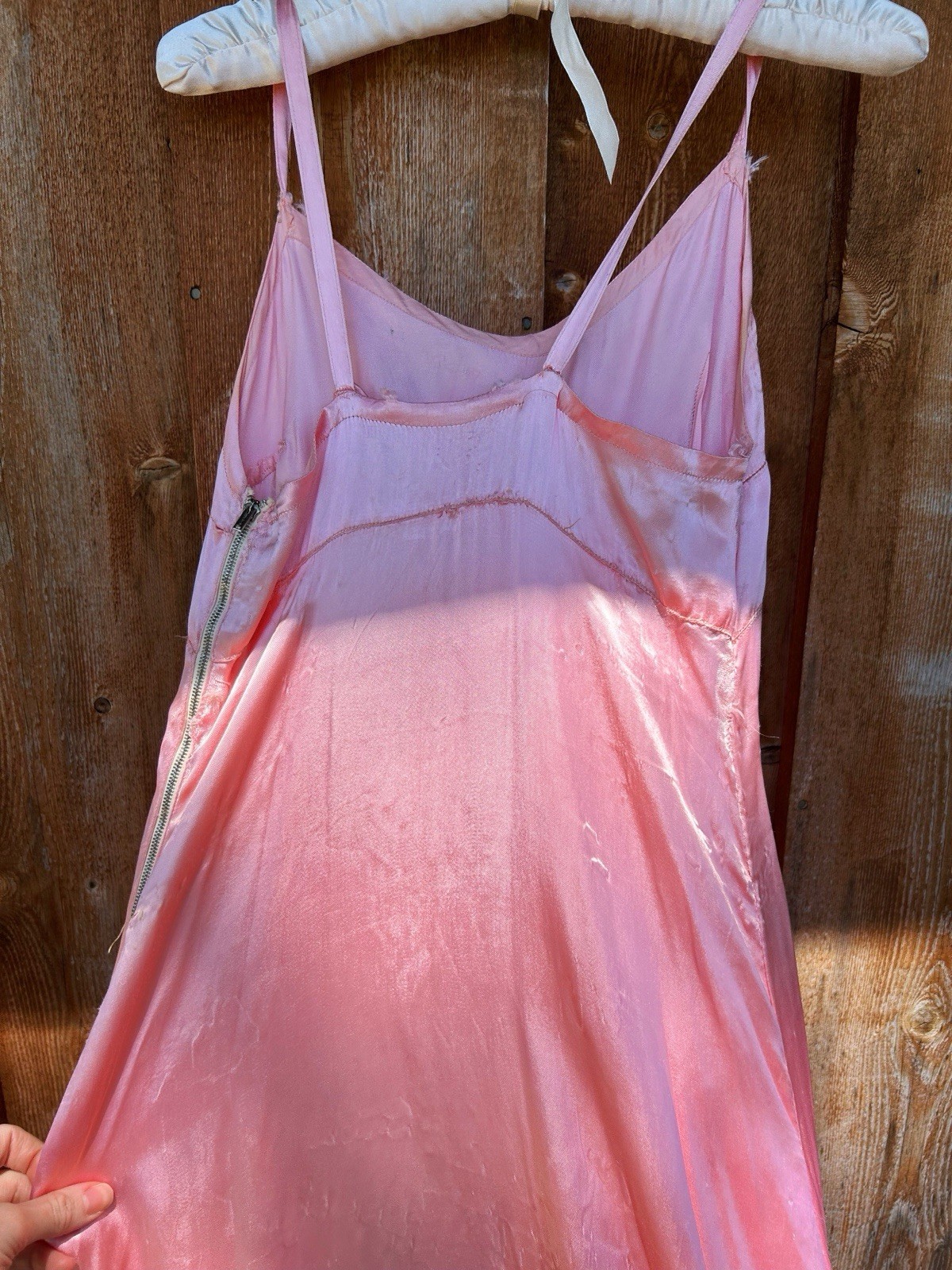 Vintage 1940s Bias Cut Nightgown Pink Satin (Silk/Rayon?) – Please Read