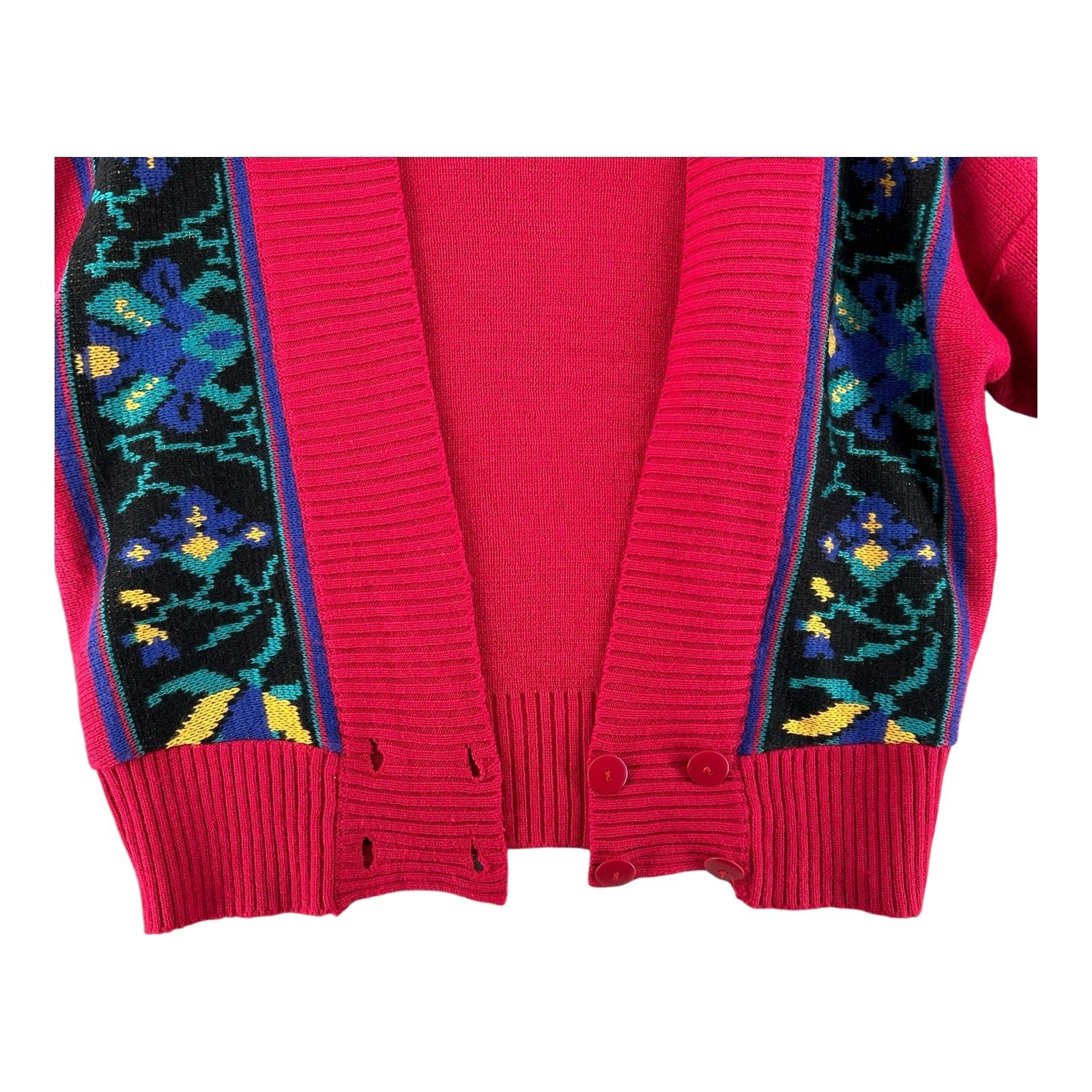 Vintage 80s Counterparts Cardigan Sweater Pink Womens Size Large Made In Korea ￼