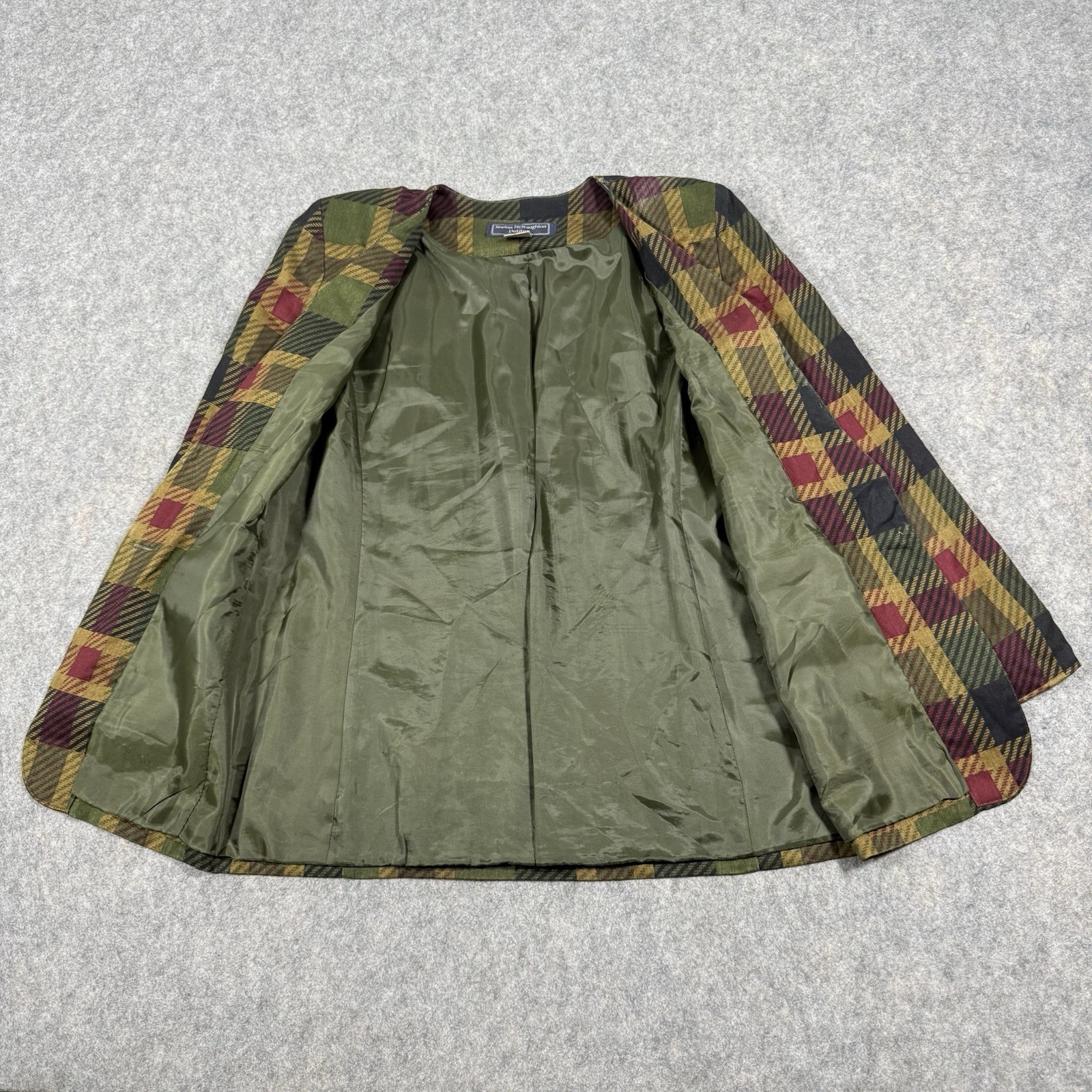 Norton McNaughton Vtg Open Front Blazer Women’s Size Petites 4 Multicolor Plaid