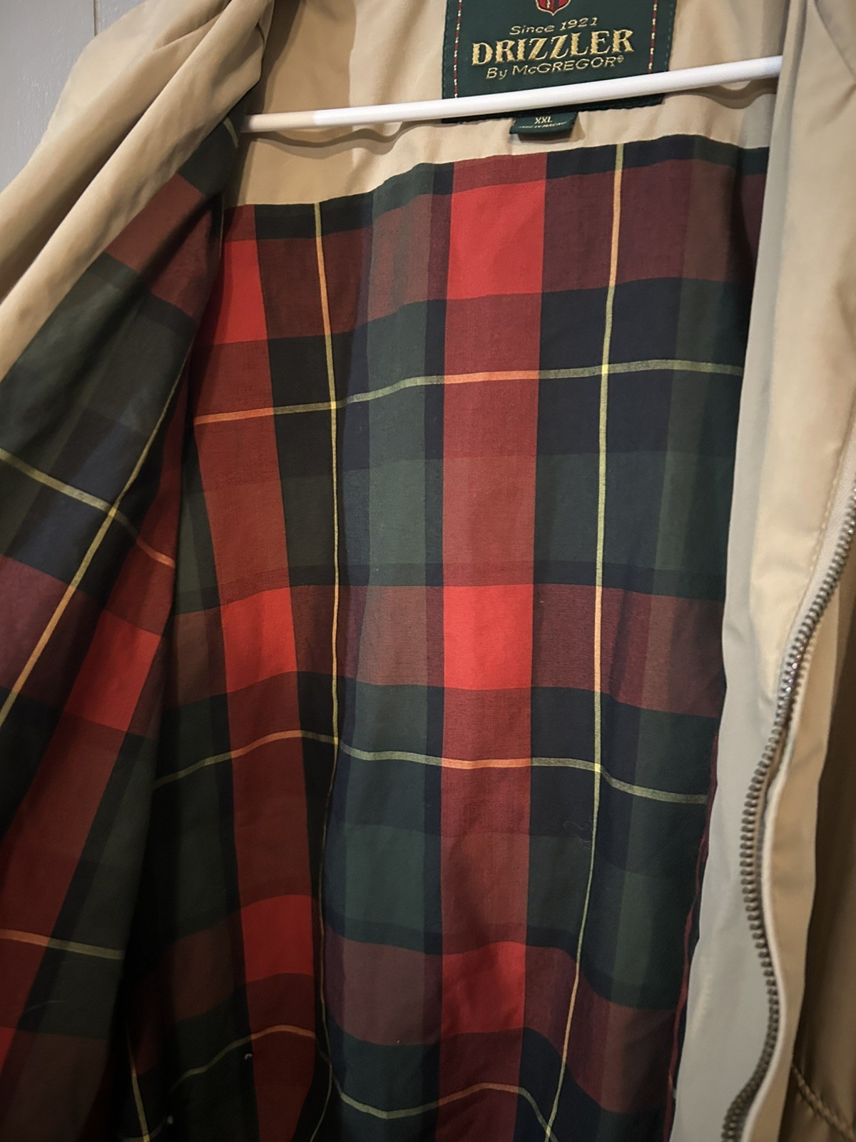 VINTAGE RARE McGREGOR Drizzler Barn Jacket | Beige Tartan Lined, Unisex XXL