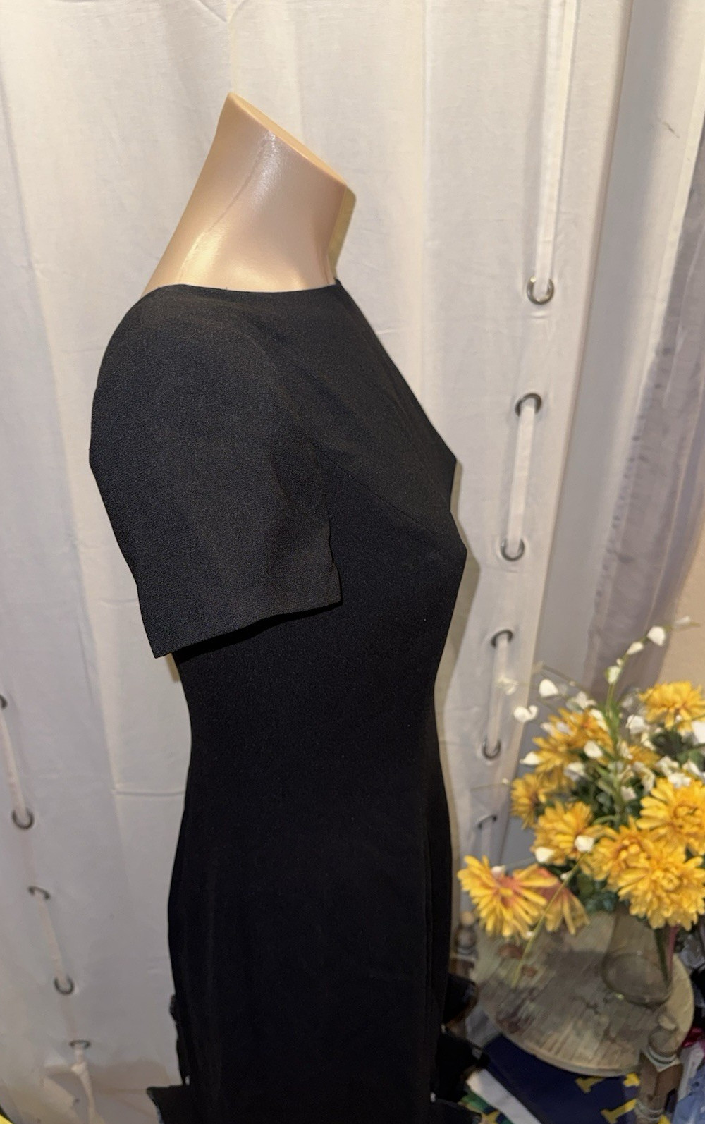 VTG Morton Myles for the Warrens Wiggle Ruffle Short Sleeve Black Dress Sz 4