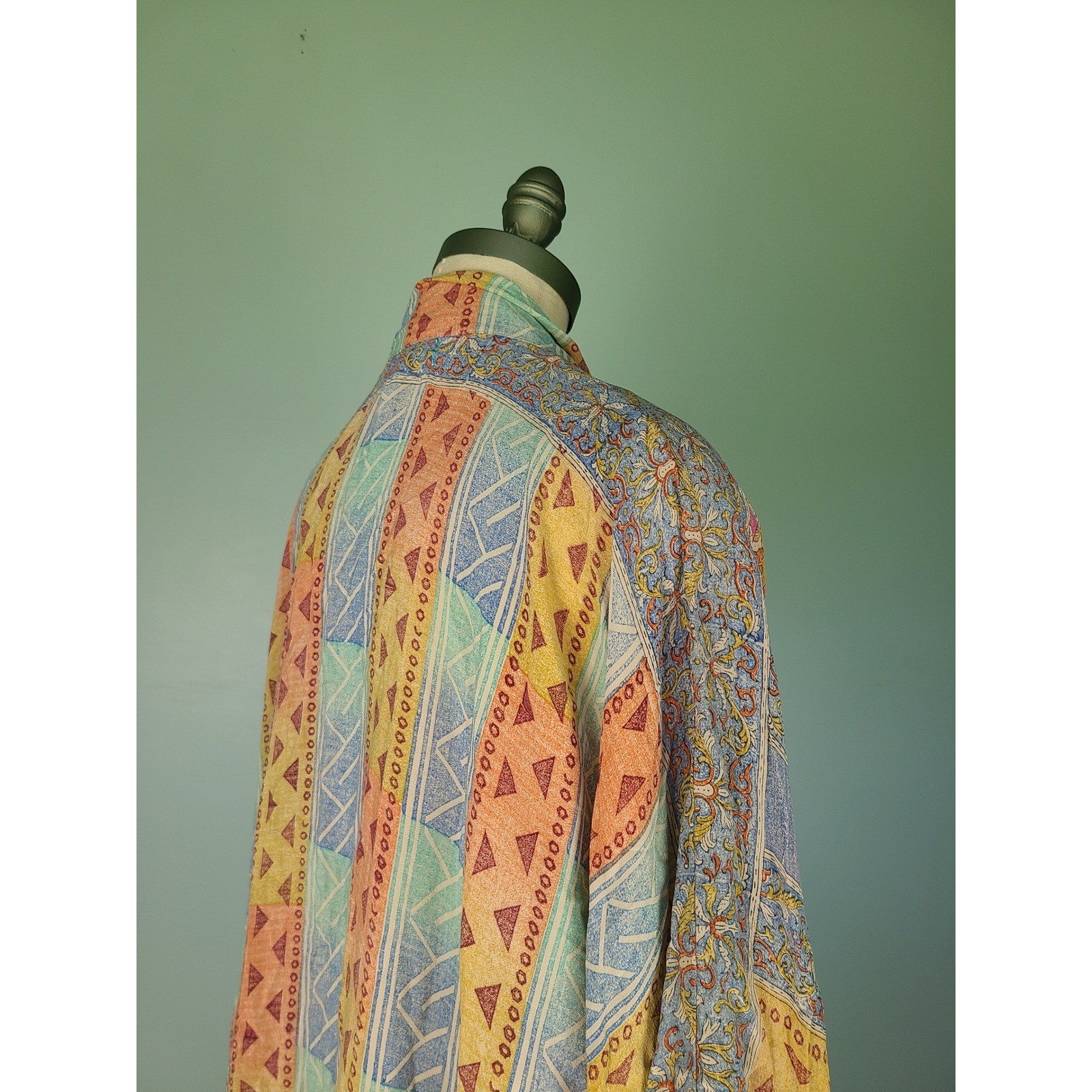 Kantha Bae Silk Robe Kimono Duster Artsy Boho Hippie Mom Patchwork Maximalist