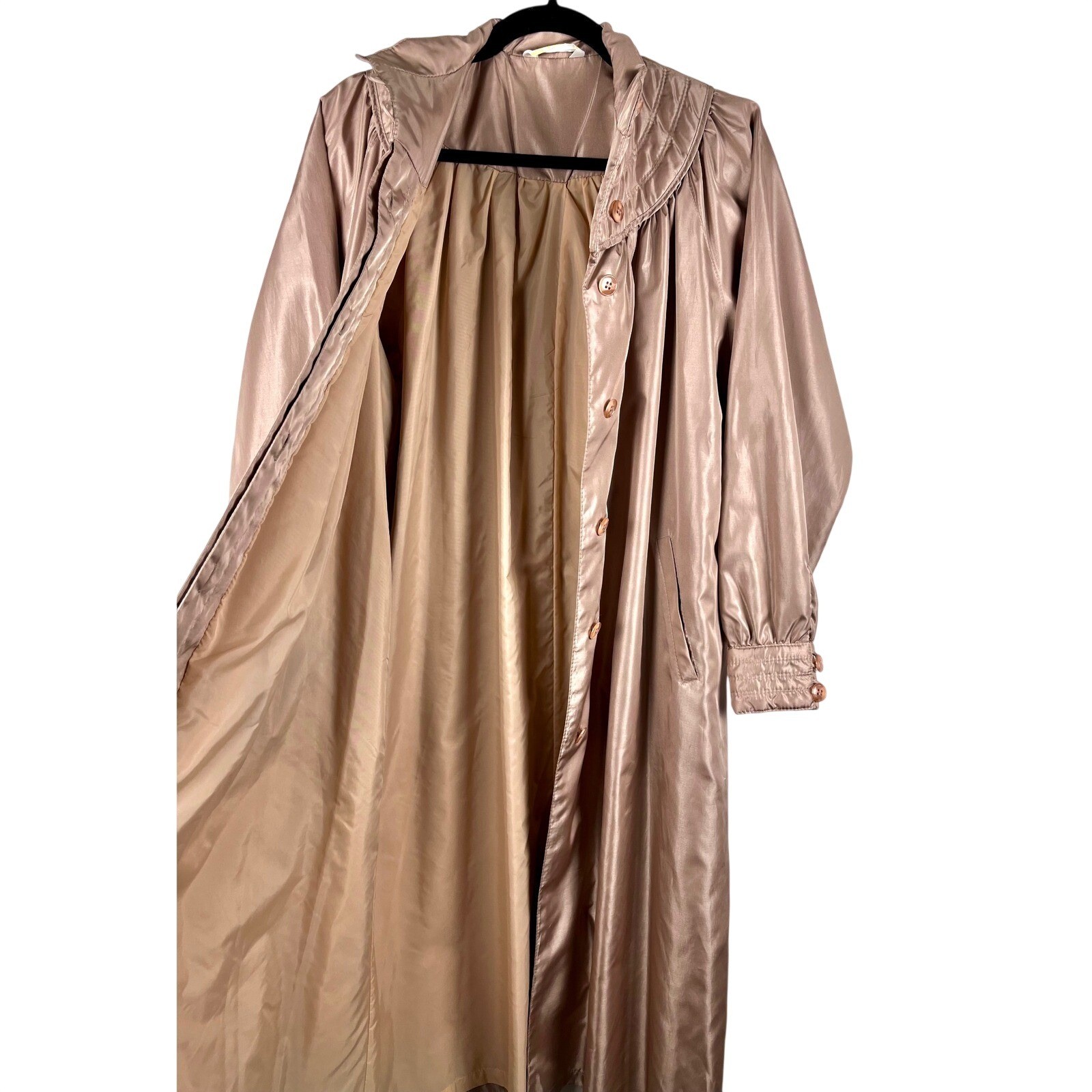 Vintage Foxland by Larson Taupe Belted Trench Coat Puff Sleeve Long Coat