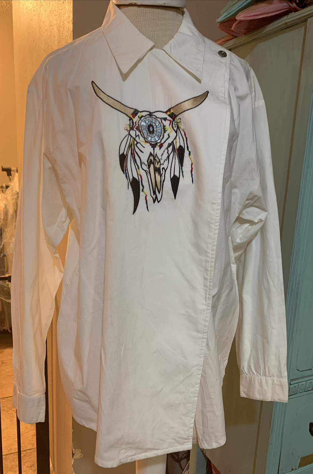 Panhandle Slim VTG Ranch And Town Women White Western Shirt Native Size Medium M