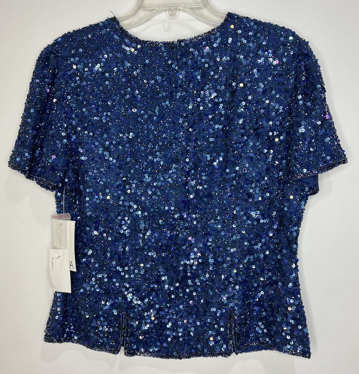 Vtg Scala Set Silk Sequin Beaded Top Organza Maxi Skirt Blue Formal Mother NWT