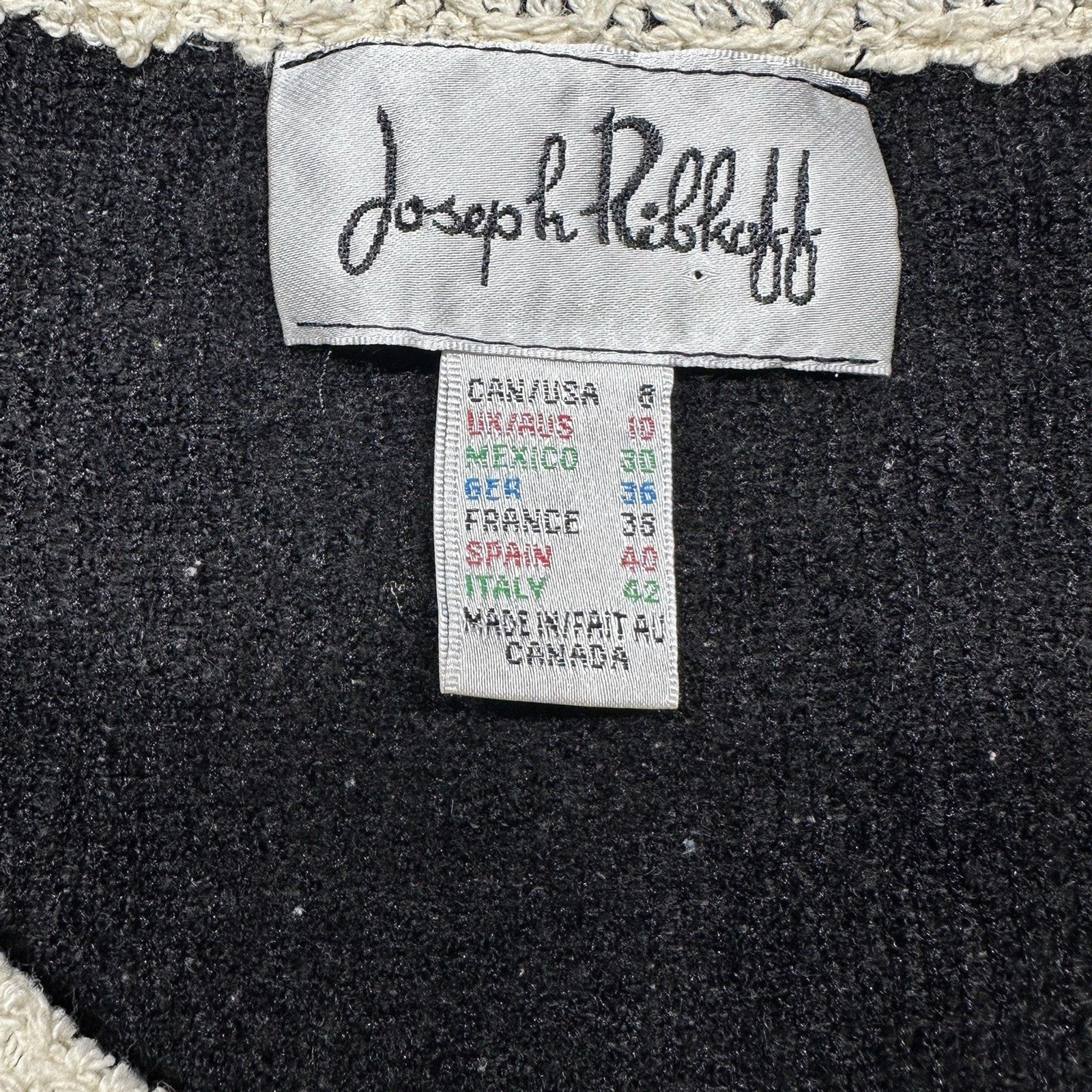 Joseph Ribkoff Womens Mini Knit Dress Black Cream Trim Sequin Vintage XS/S