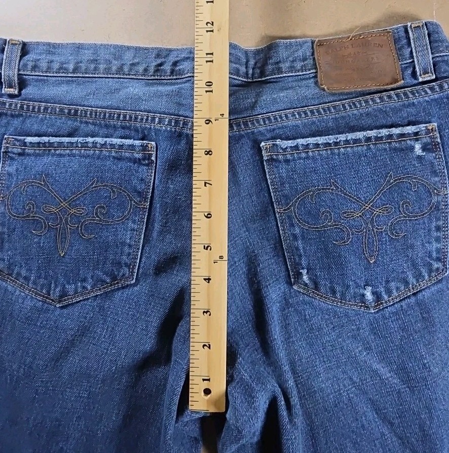 Polo Ralph Lauren Jeans Womens 32 Blue Relaxed Flare Denim Cotton Dungarees
