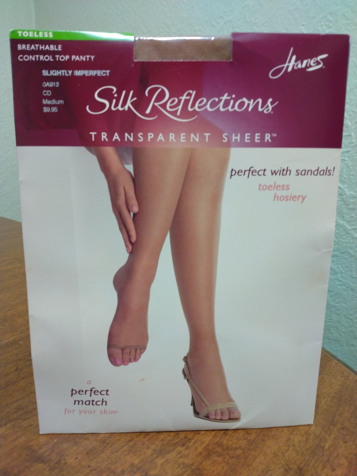 Hanes Silk Reflections CT Toeless Pantyhose Nude CD Med Slightly Imperfect NOS