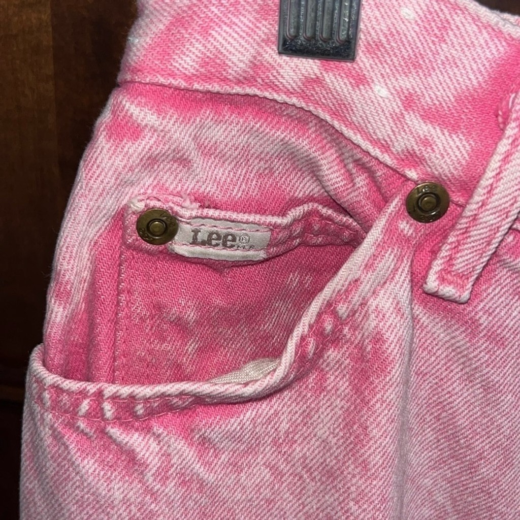 Vintage PINK stone wash/acid wash high waist LEE jeans 80s western Barbie 13 Med