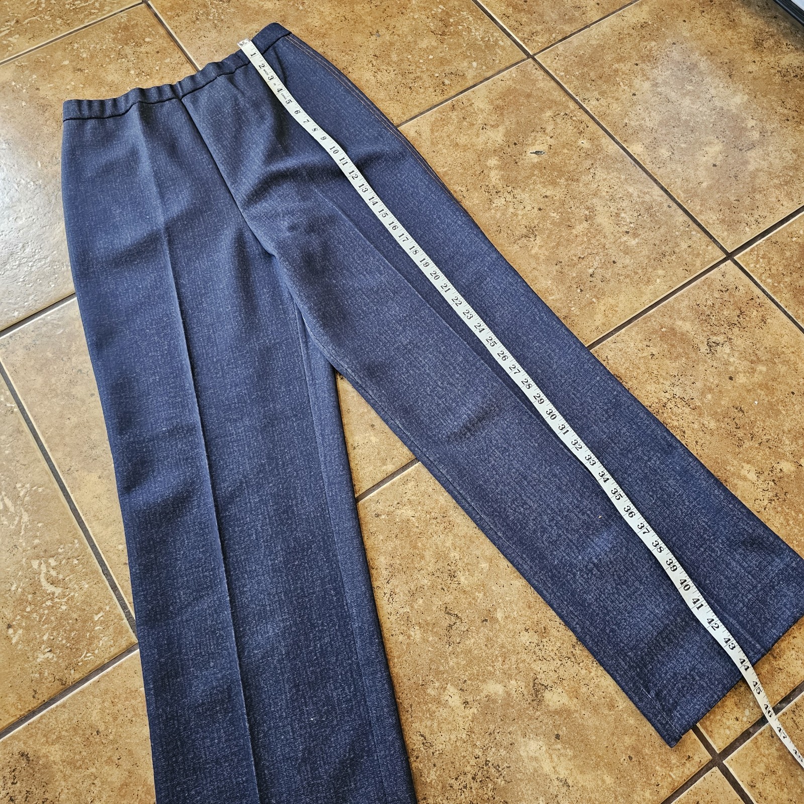 Vintage 70s Trousers Donovan Galvani NWT Deadstock Polyester Dark Wash Blue