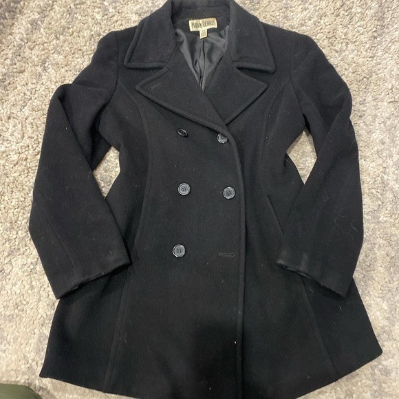VTG 90s Mark Richard’s Wool Cashmere Taylored Black Peacoat Minimalist Goth M