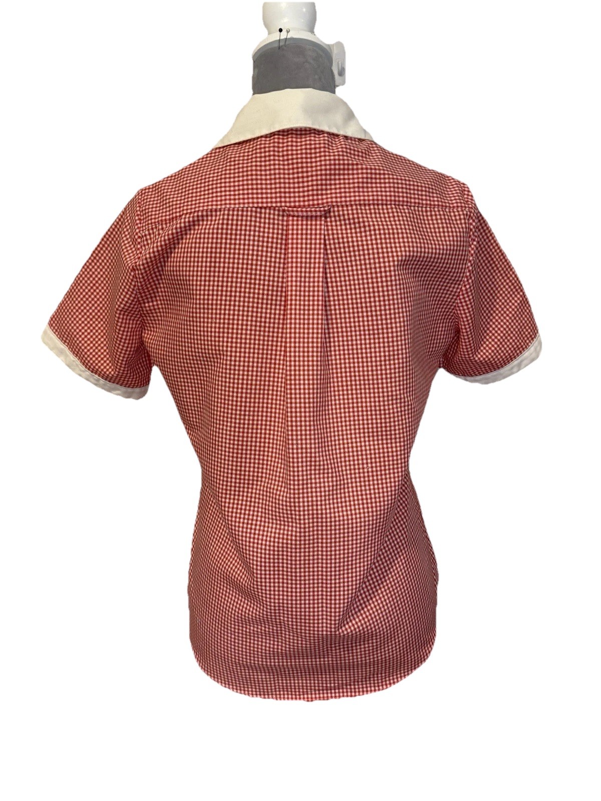 Vintage 70s 80s Shapely Brand Red & White Gingham Top Shirt Button up Women 10