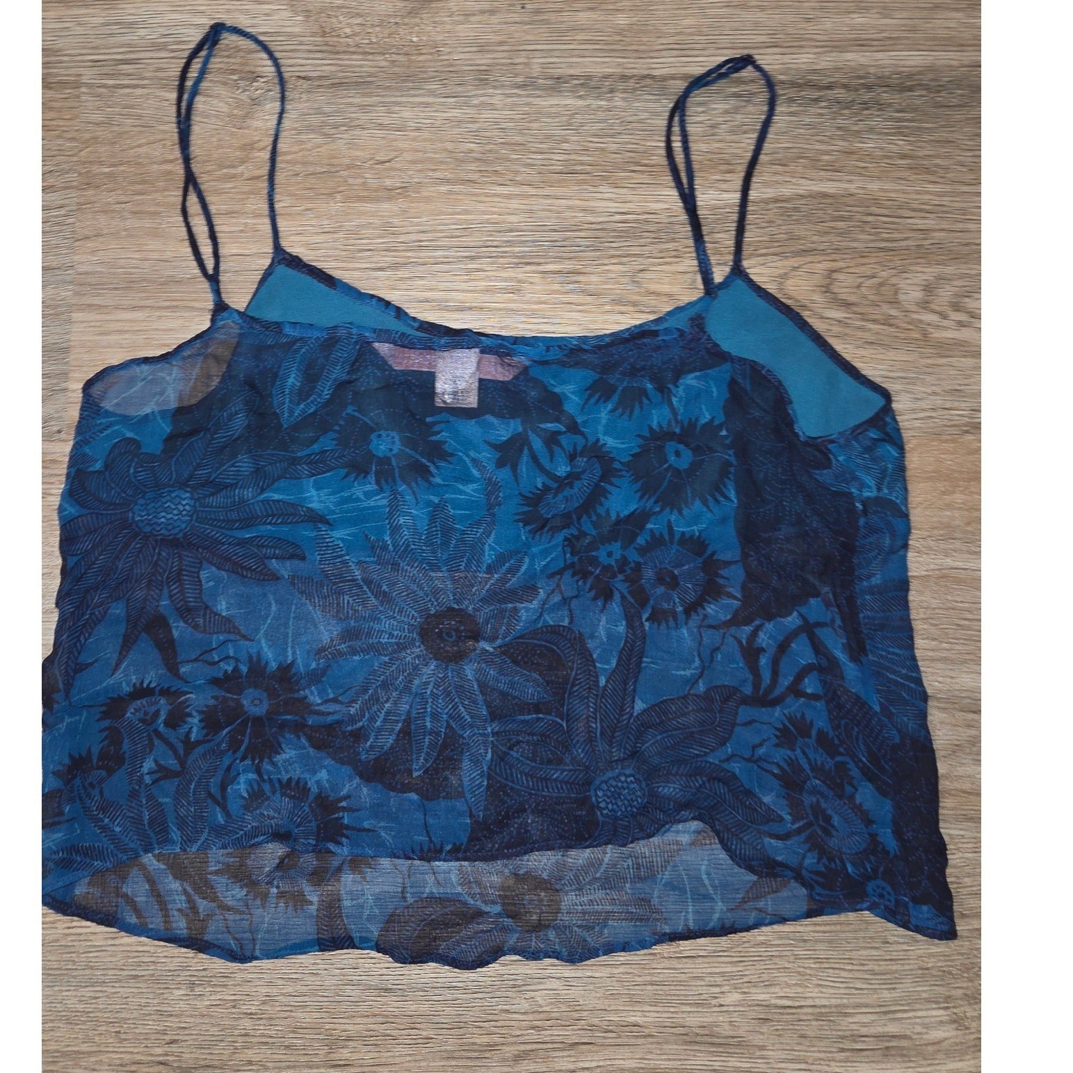 VTG Victoria Secret XS Cami Tank Chiffon Y2K Top 100% Silk Spaghetti Strap Sheer