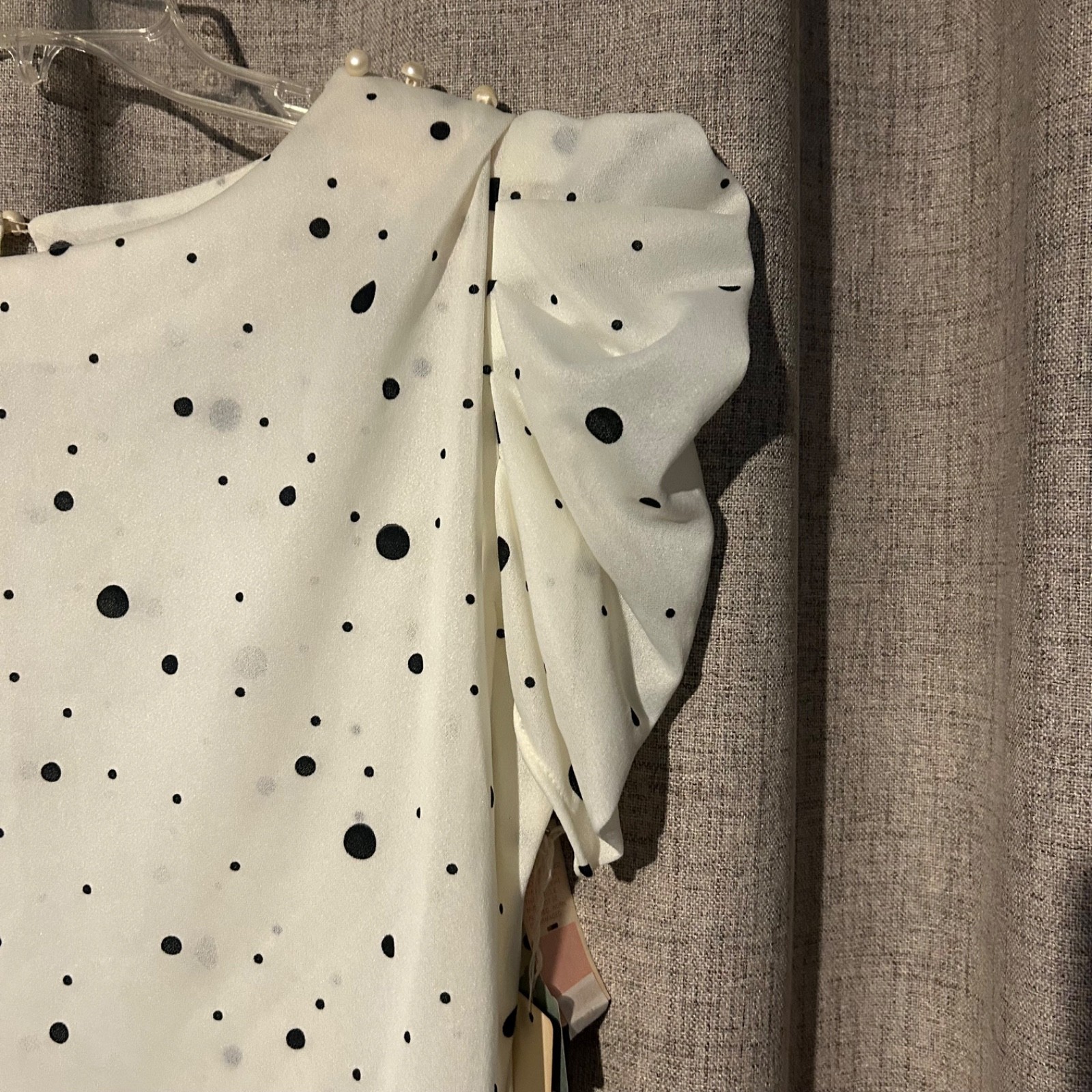 VTG white with black polka dots sheer dress 16 1/2