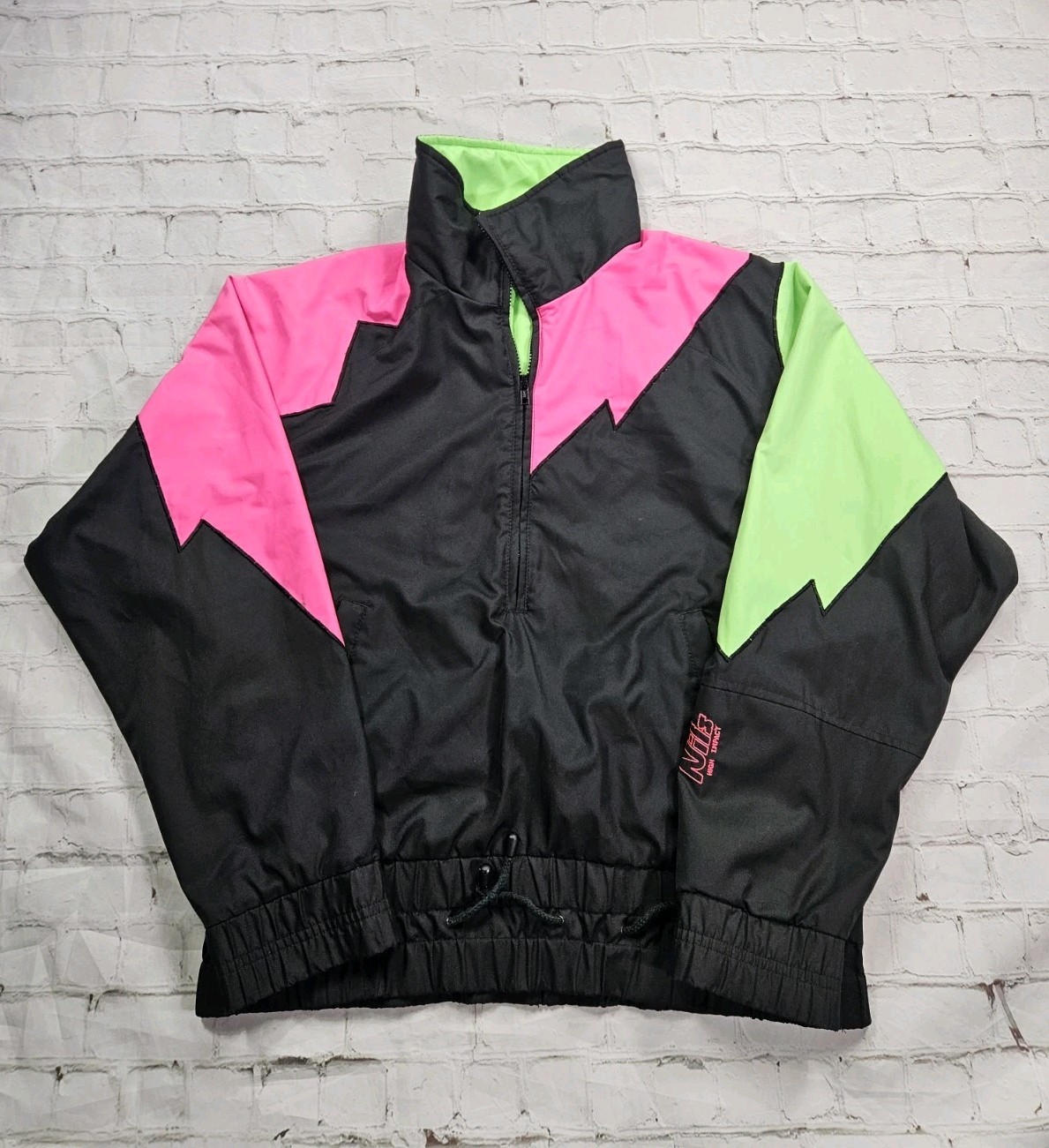 Nils Ski Jacket Snow Coat Womens 12 Neon Color Block 80s 90s Vintage New Wave
