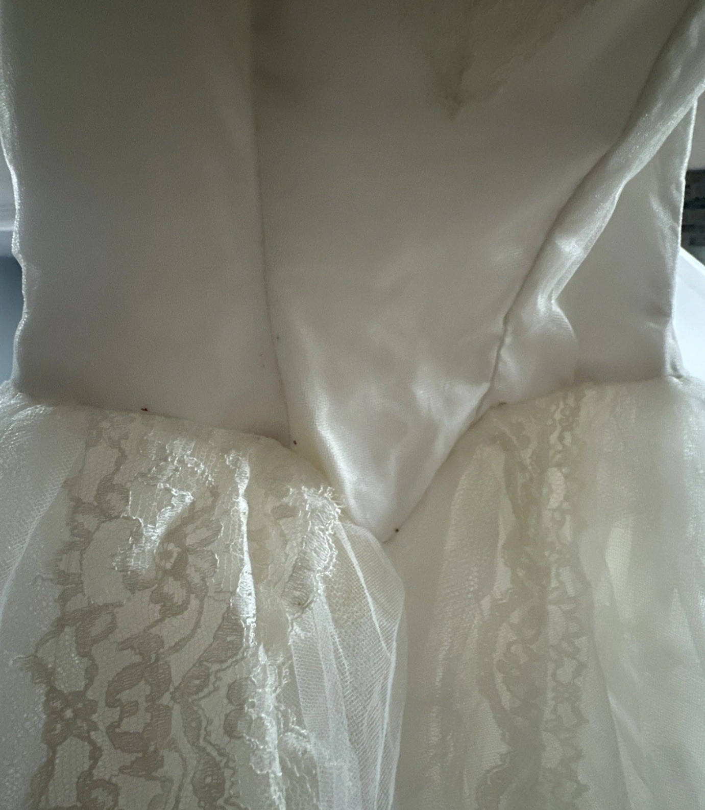 Vintage 1950s Ivory Ruffled Tulle Wedding Dress Gown Party Prom Lace Trim