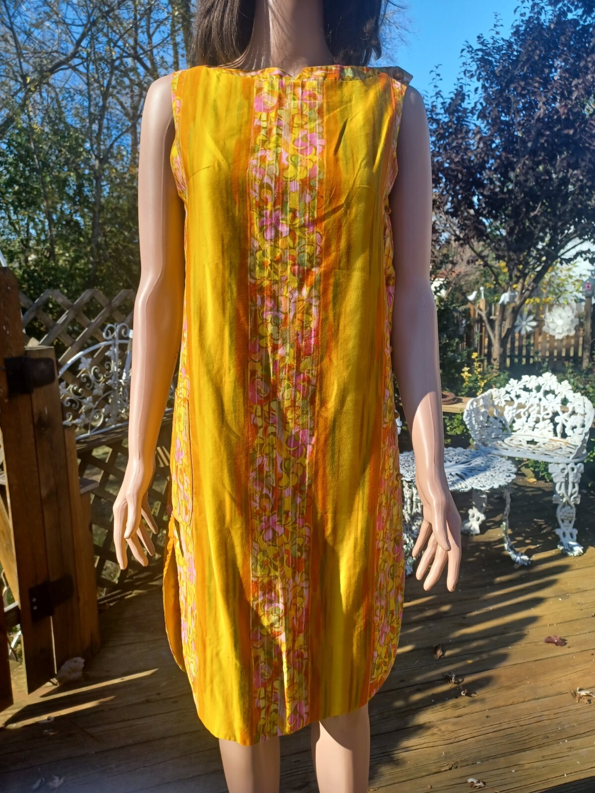 True VTG 1960s Mid-century Authentic Hawaiian Dress Mod Tiki Hawaii Loungewear M