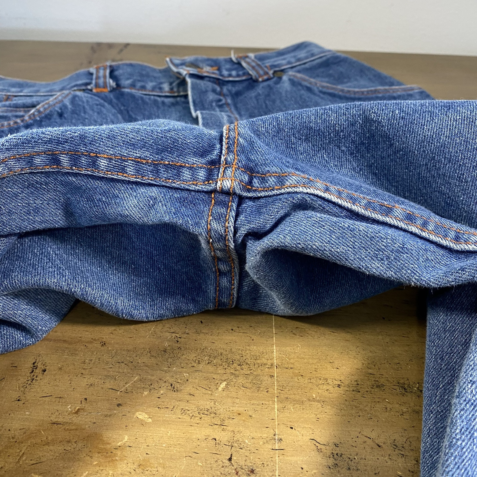 Vintage 70s Tour De France Blue Jeans Tag 11/12 (27×33) Zip Straight USA Denim