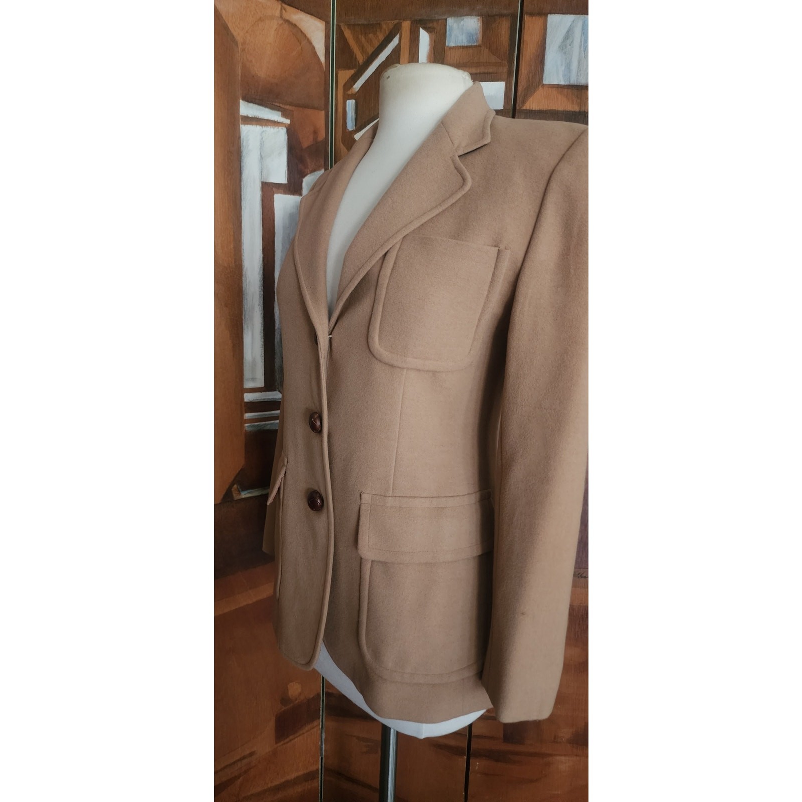VTG 1990s Lauren Ralph Lauren Camel Wool Blazer Beige Riding Jacket Saipan 2P
