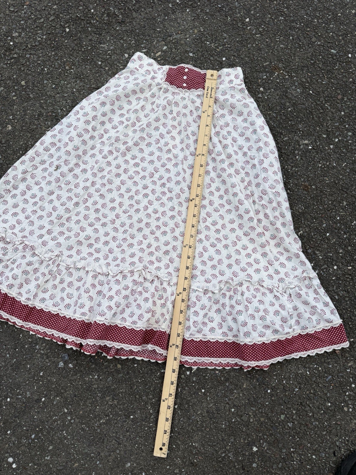 Gunne Sax Jessica’s Gunnies Vintage 70s Calico Prairie Red Midi Skirt 24” Waist